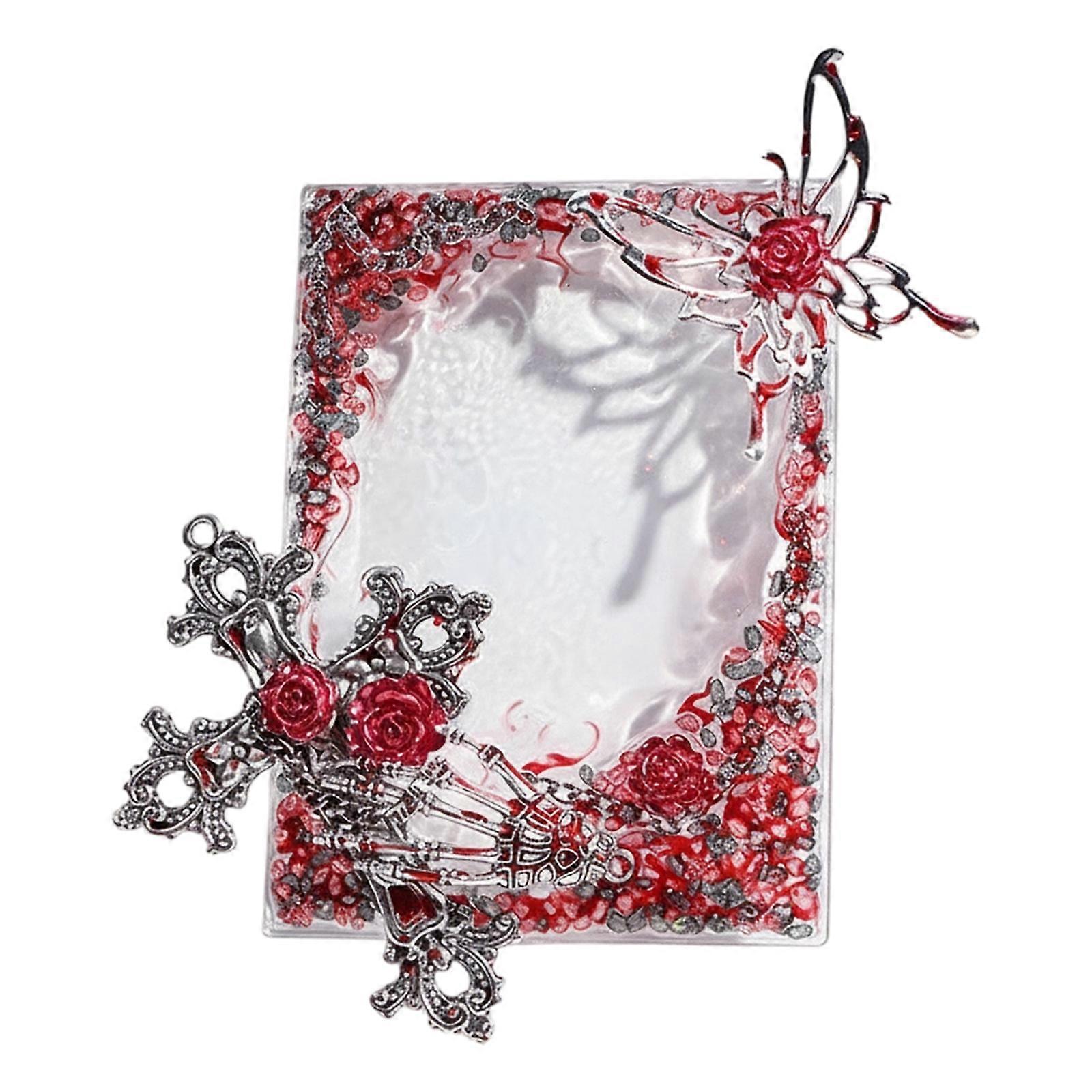 Crimson Colored Gothic Card Holder Feature Scratch Proof Detail Protective Case For Compact Card Organization Multicolor