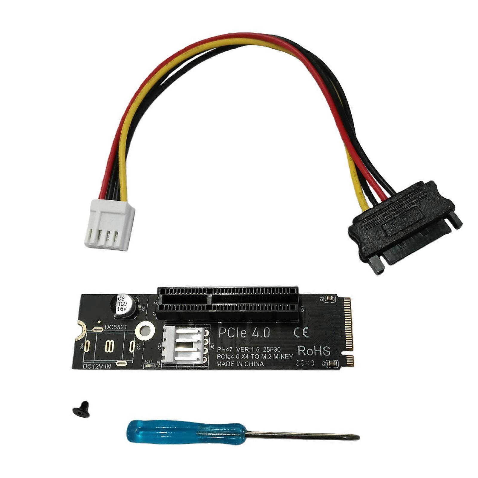 M.2 to PCIE 4X Power Card Transfer Adapter PCIE Transition Card Hard Drive Converter for Computer Accessories Multicolor