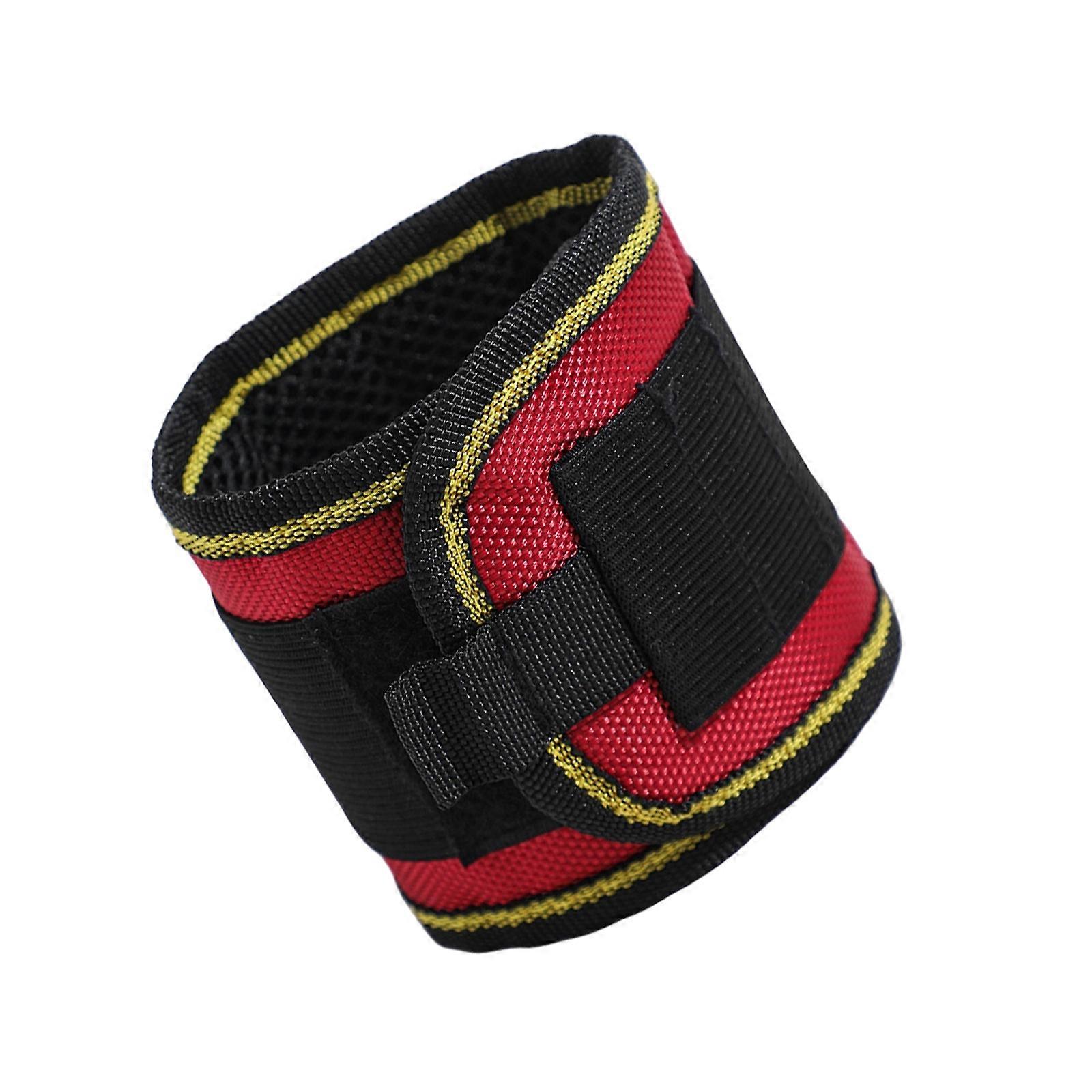 Heavy Duty Magnetic Wristband MultiCompartment Tool Holder Adjustable Design For Professionals Hobbyists Tool Belt  Red