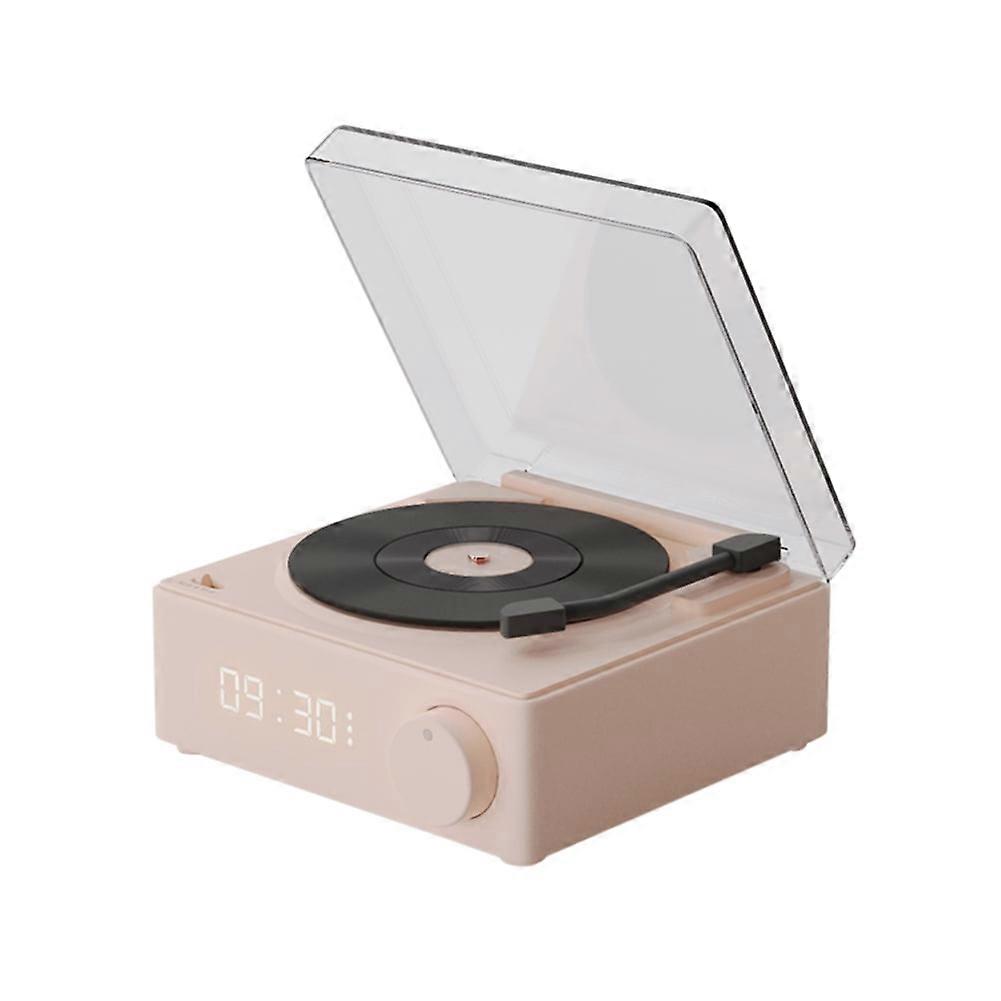 jixopn Alarm Clock Stereo Speaker Bluetooth-compatible Turntable Speaker (Pink)