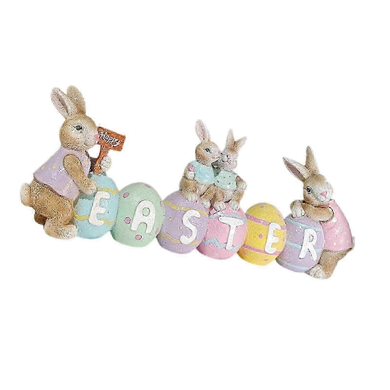 Easter Egg Statue Resin Decorative Easter Bunny Figurine for Shelf Desk Home
