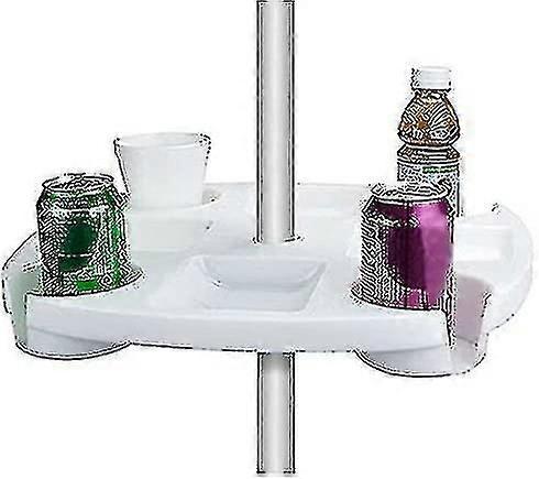 17インチの大型屋外用ビーチパラソルテーブルトレイ、カップホルダー4つ、スナックコンパートメント4つ付き