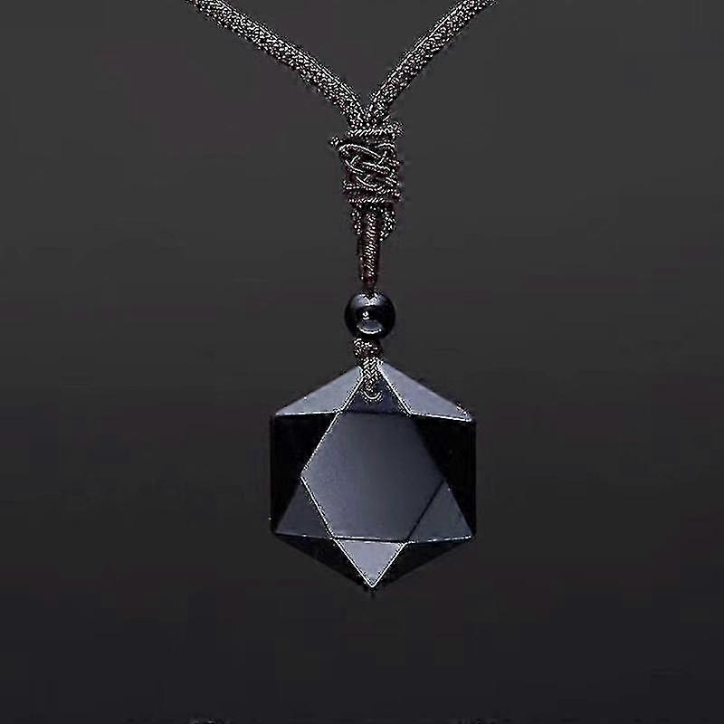 قلادة حجر السج السوداء للحب والحظ - مجوهرات تميمة من الحجر الطبيعي