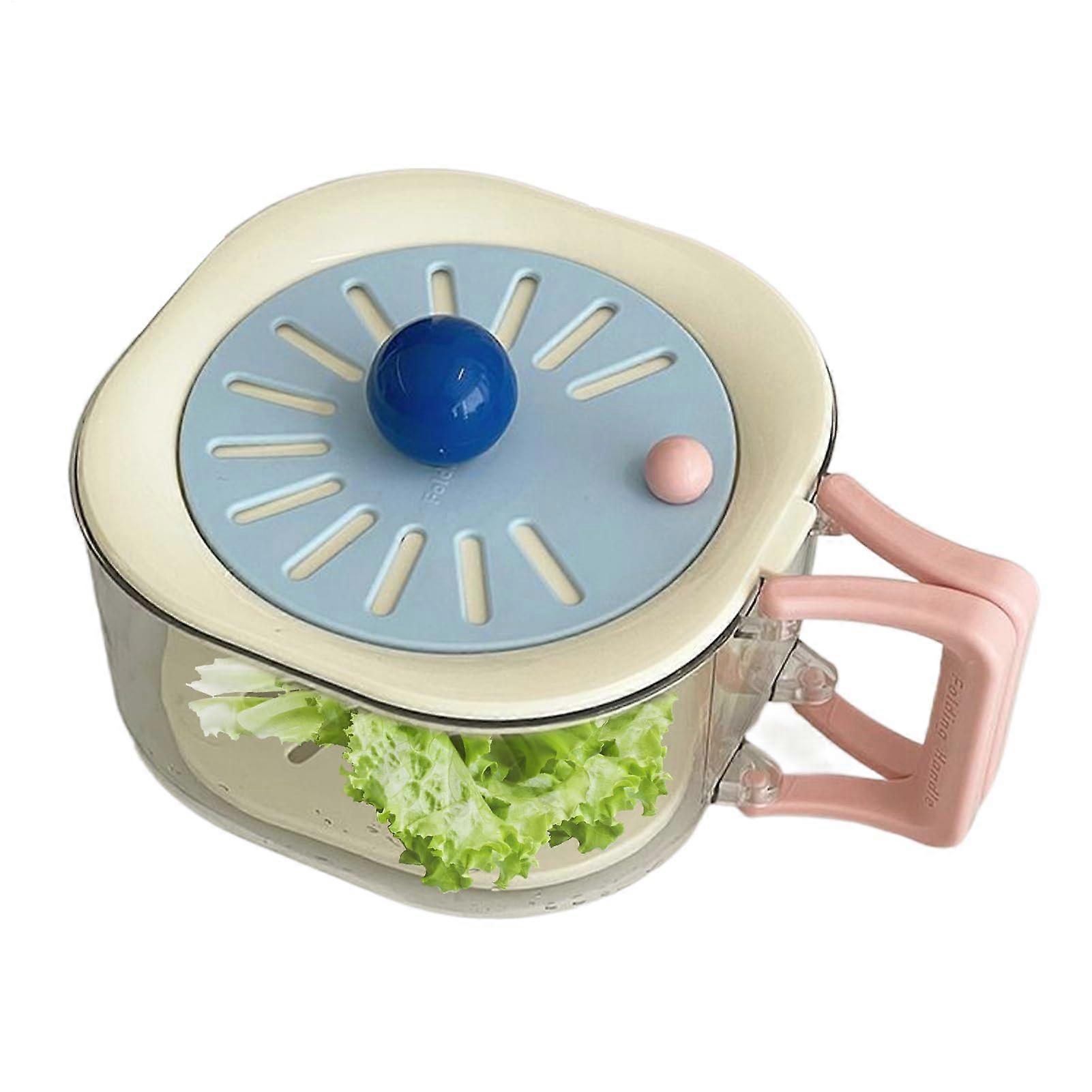 Fruit Cleaner Bowl Foldable Handle 2In1 Fruit Drainer And Storage Container For Kitchen Sink And Refrigerator Blue