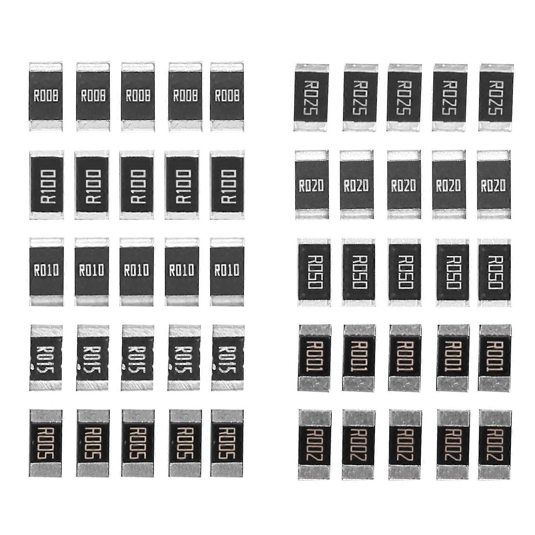 50kpl seoskestävyys 2512 SMD-vastuksen näytesarja, 10 lajiax5kpl = 50kpl R001 R002 R005 R008 R010 R (haoyi
