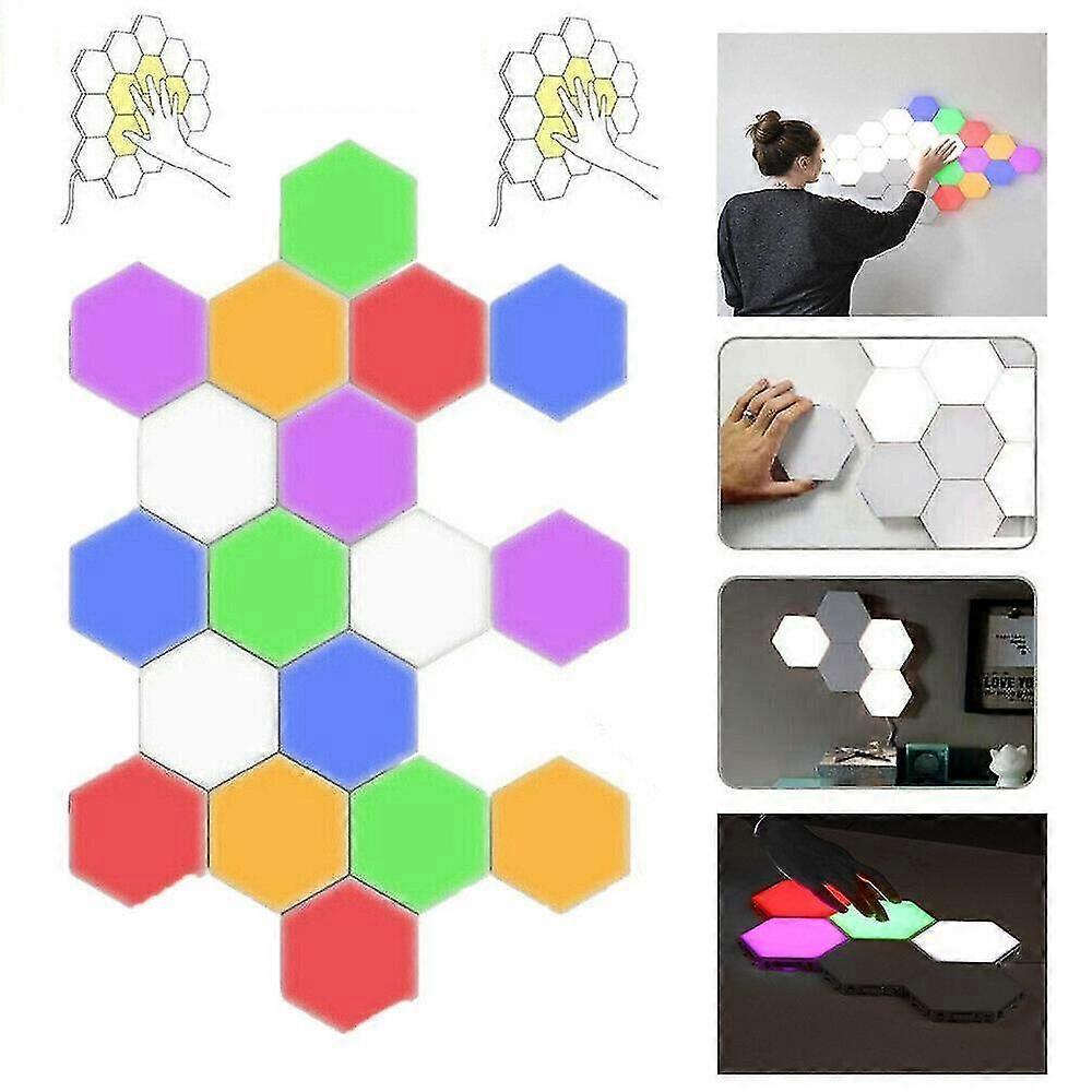 Modular LED Touch Wall Lamp Hexagonal Magnetic Quantum Sensitive Night Light* @BUGU