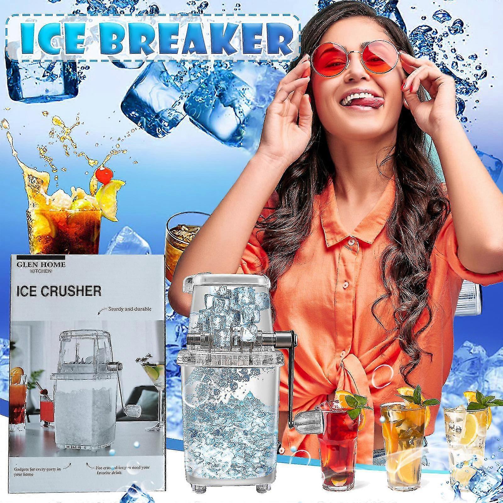Household Manual Ice Crusher: Clear Multi-purpose Ice Shaver with Hand Crank