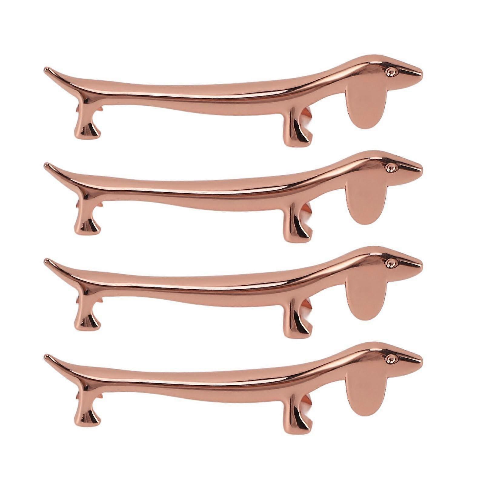 4 PCS Chopstick Rest Zinc Alloy Plating Reusable  Dinner Spoon Stand for Holding Spoon Fork Rose