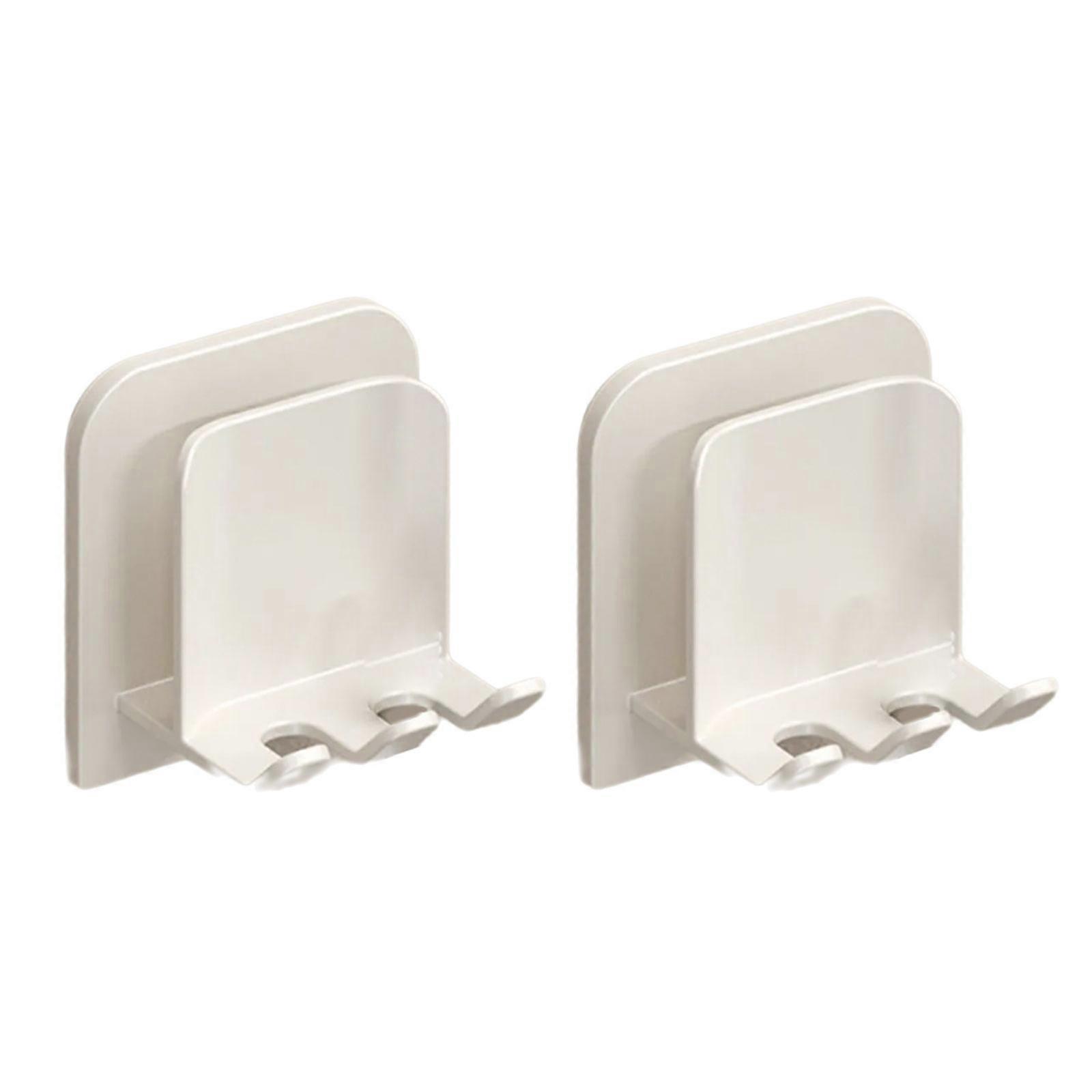 Bathroom Space Saving Toothbrush Holder Wall Mount Easy Installation Rustproof Aluminum Alloy Rack With Plastic Base  White