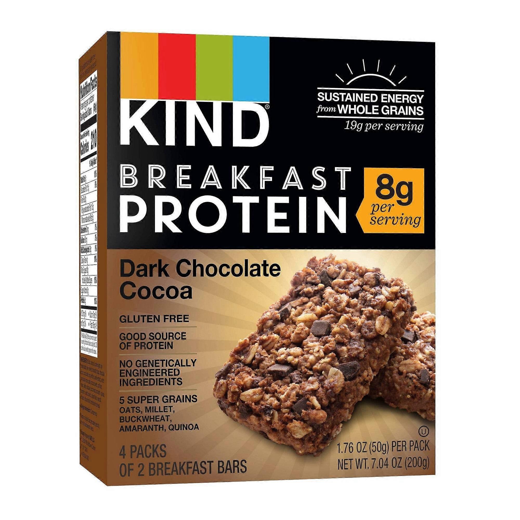 Kind Dark Chocolate Cocoa Protein Breakfast Bars, 4 Pack X 2 Ea