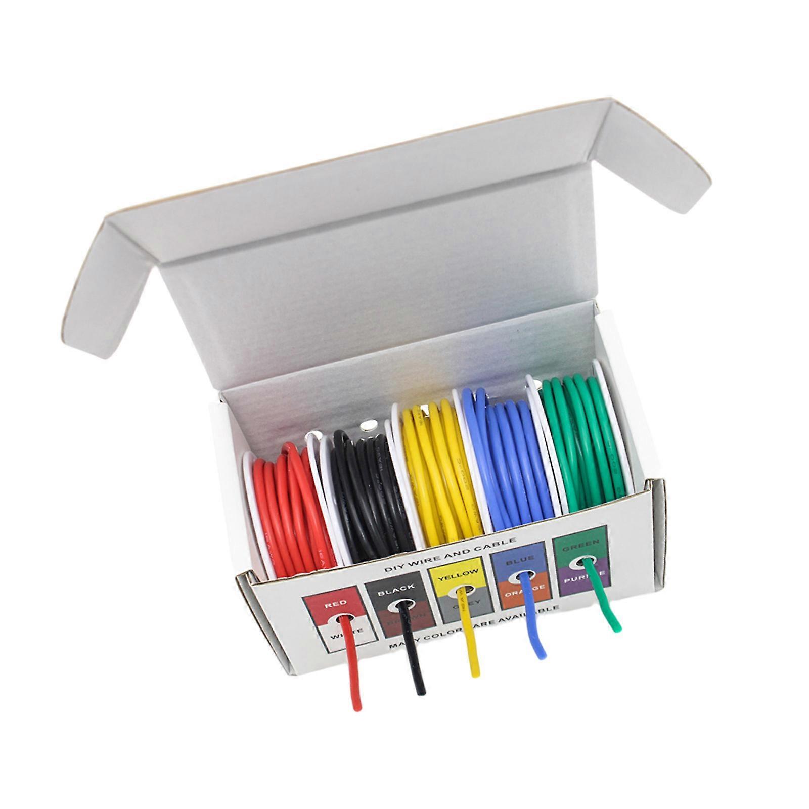 Pack of 5 18AWG Flexible Tinned Copper Wire Insulated High Temperature Resistant Suitable for Electronics and Projects Multicolor