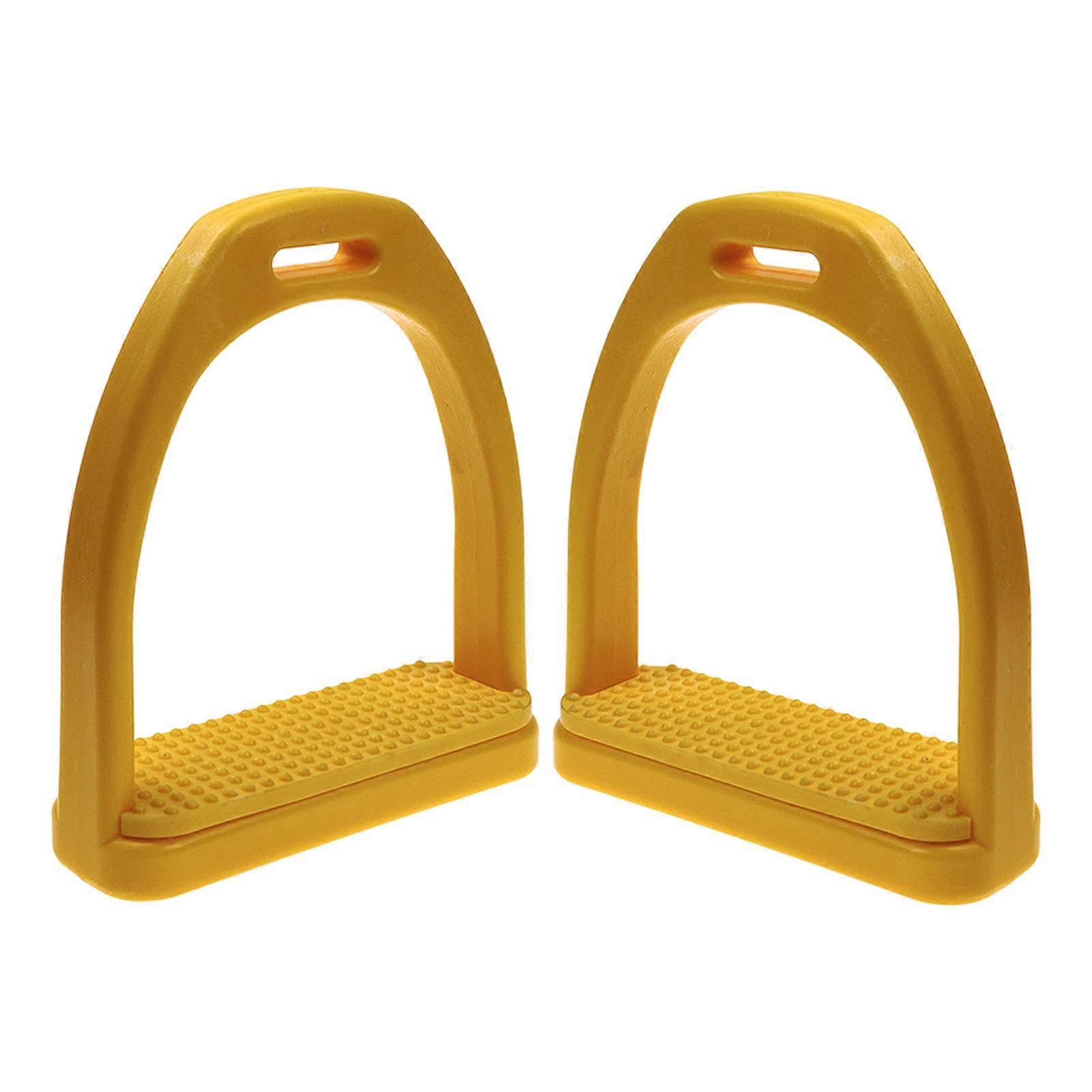 High Strength Plastic Ride Stirrups Designed With Slip Resistant Rubber For Stability In All Conditions  Yellow