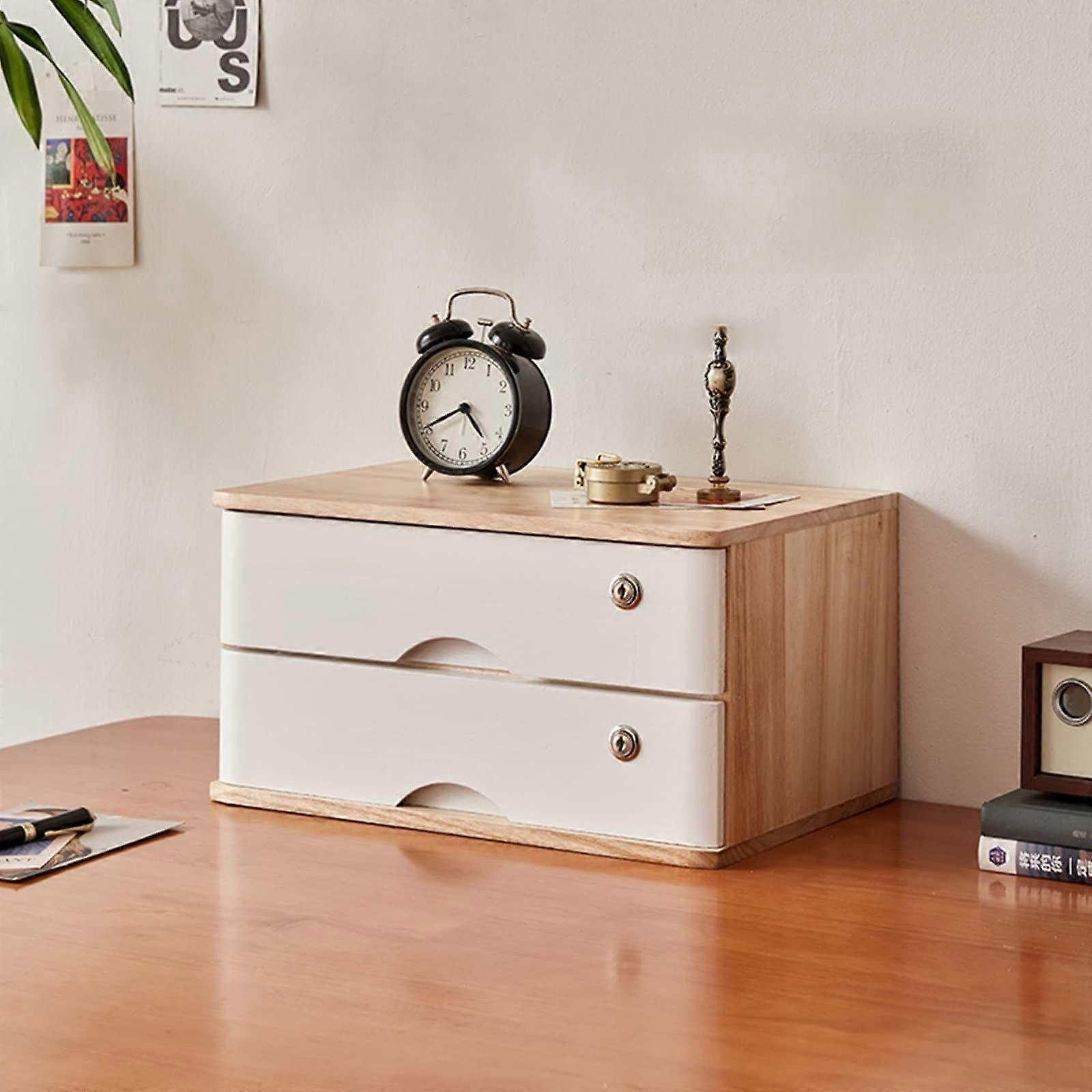 Solid Wood File Cabinet with Lock – 1/2/3/4 Tier Desk Drawer Organizer for Office Documents