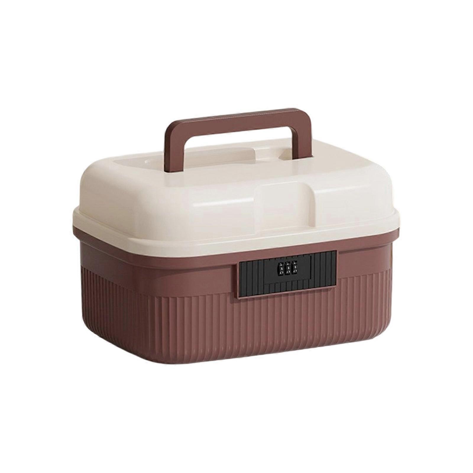 Password Protective Storage Container With Multiple Compartments Secure Jewelry Files Electronics ABS  S Red brown