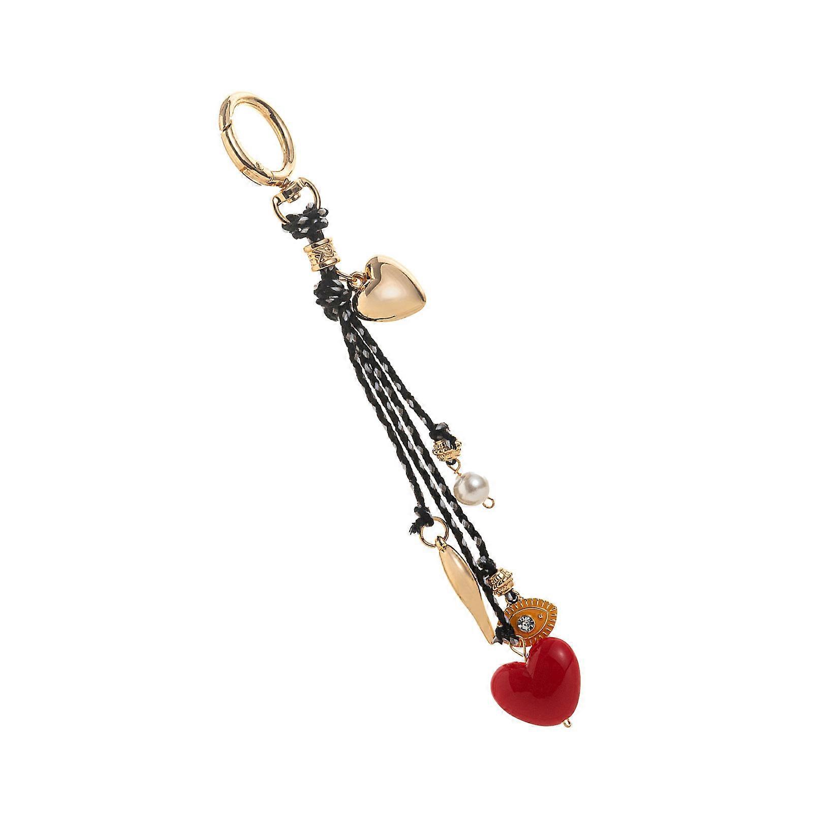 Purpose Heart Shaped Holder In Muted With Metallic Chain For Purse Decoration Upgrade Multicolor