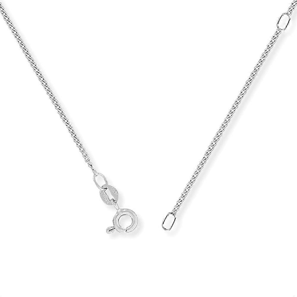 Jewelco London 女士 9ct 白金 1.2mm 规格钻石切割经典紧身曲线链 16-18”