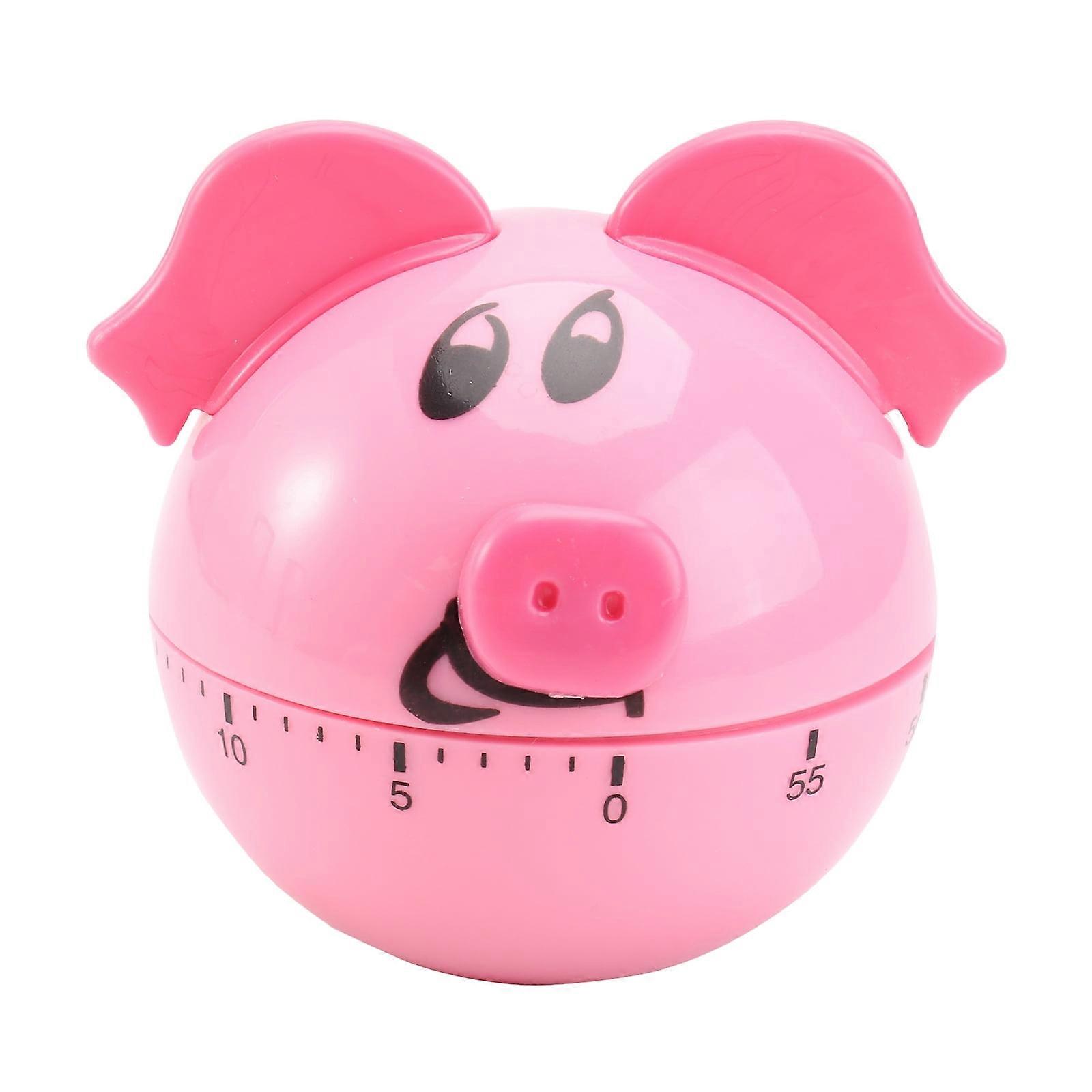 1Pc Pig Shaped Mechanical Timer Household Timer Kitchen Time Reminder (Pink)