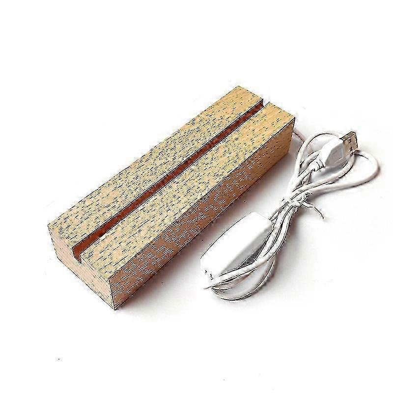 LED Light Wood Base Rectangular Slot 20cm,Three-color Light