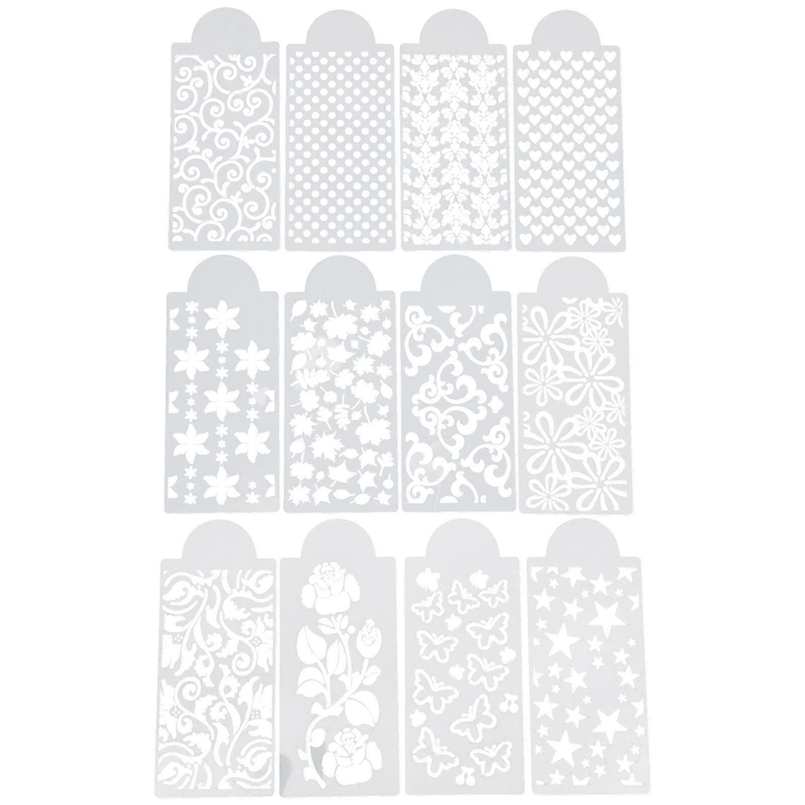12pcs Printing Template Flower Pattern Stencil Reusable Painting Stencils