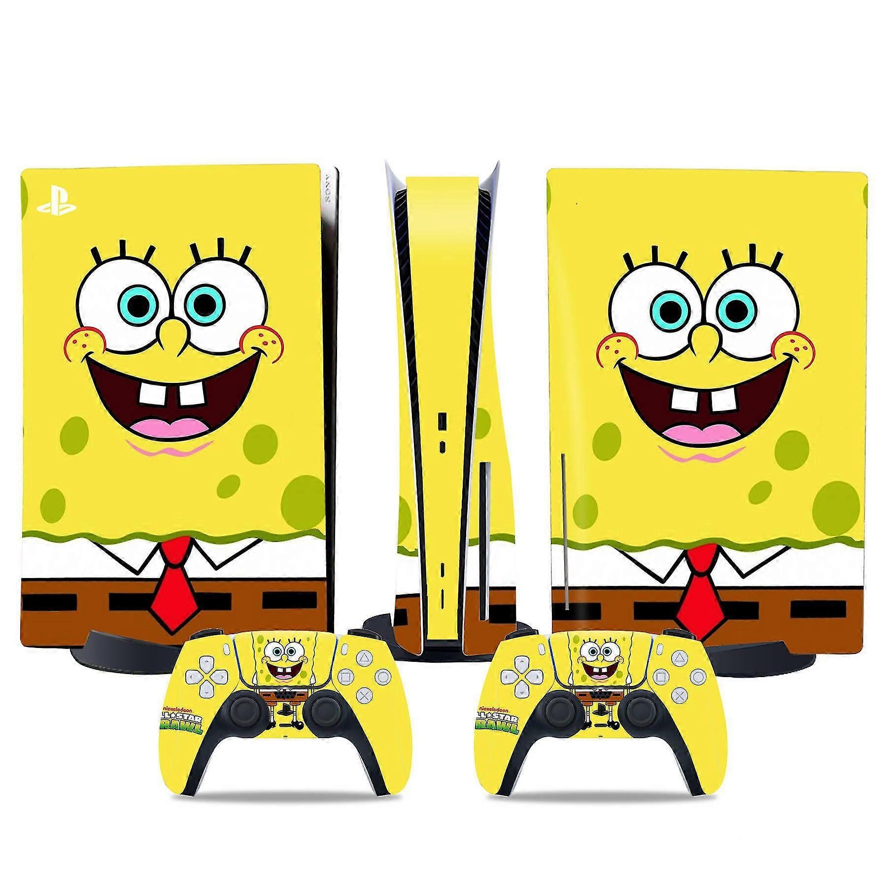 PS5 optical drive version sticker, cool PS5 skin, controller handle,for PS5 console and controller,Adorable Sticker,Cute skin,Cartoon anime,SpongeBob