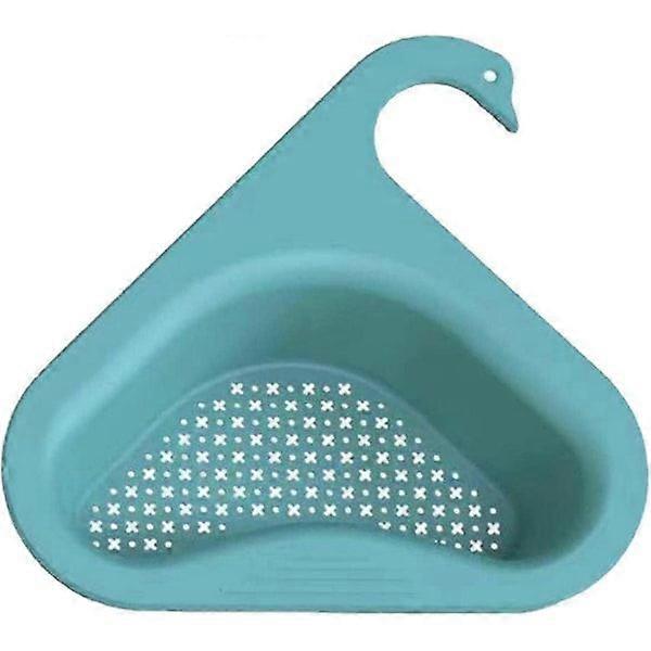 Sink Drain Strainer Basket Swan Drain Rack Corner Sink Basket Drain Stopper Filter Basket Shelf Storage Rack Sponge Holder For The Sink, Blue