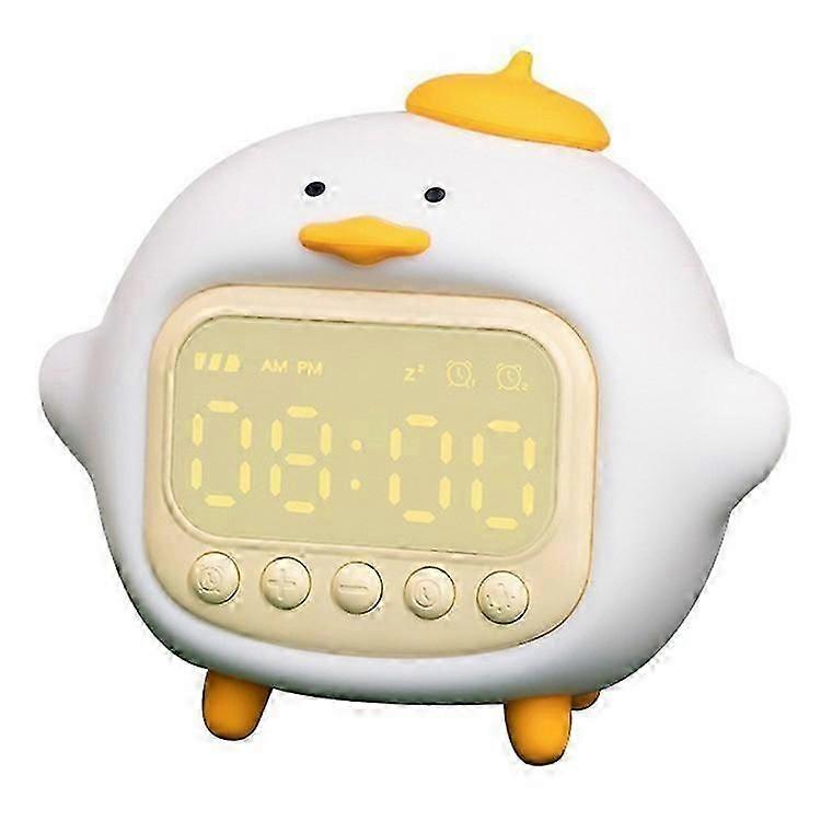 C15 Hugging Duck LED Display Alarm Clock with Stepless Dimmable Soft Silicone Night Light