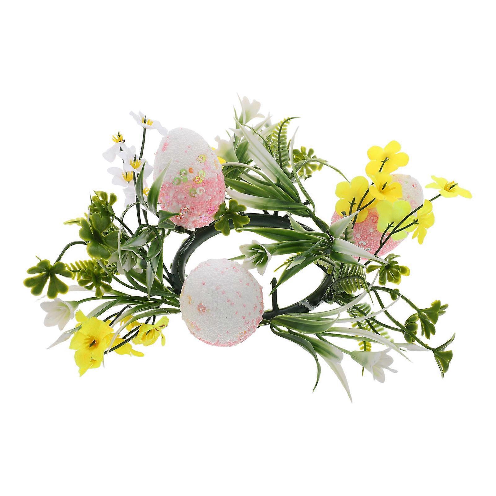 Multi Color Easter Candle Wreath for Spring Table Centerpiece Decor