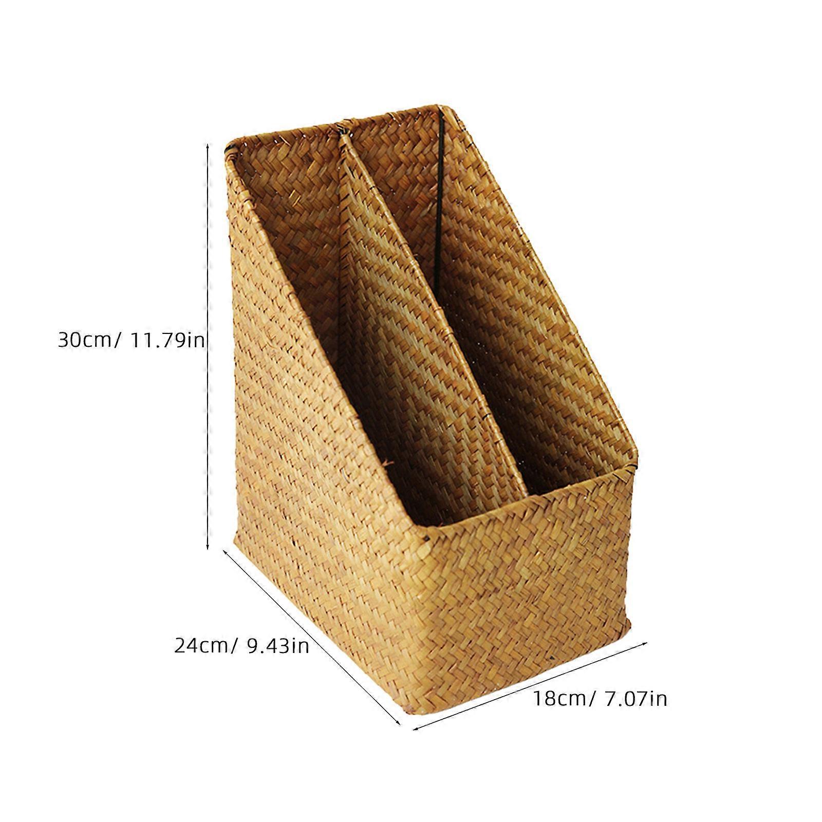 Straw Woven Document Organizer Storage Basket for File Organization
