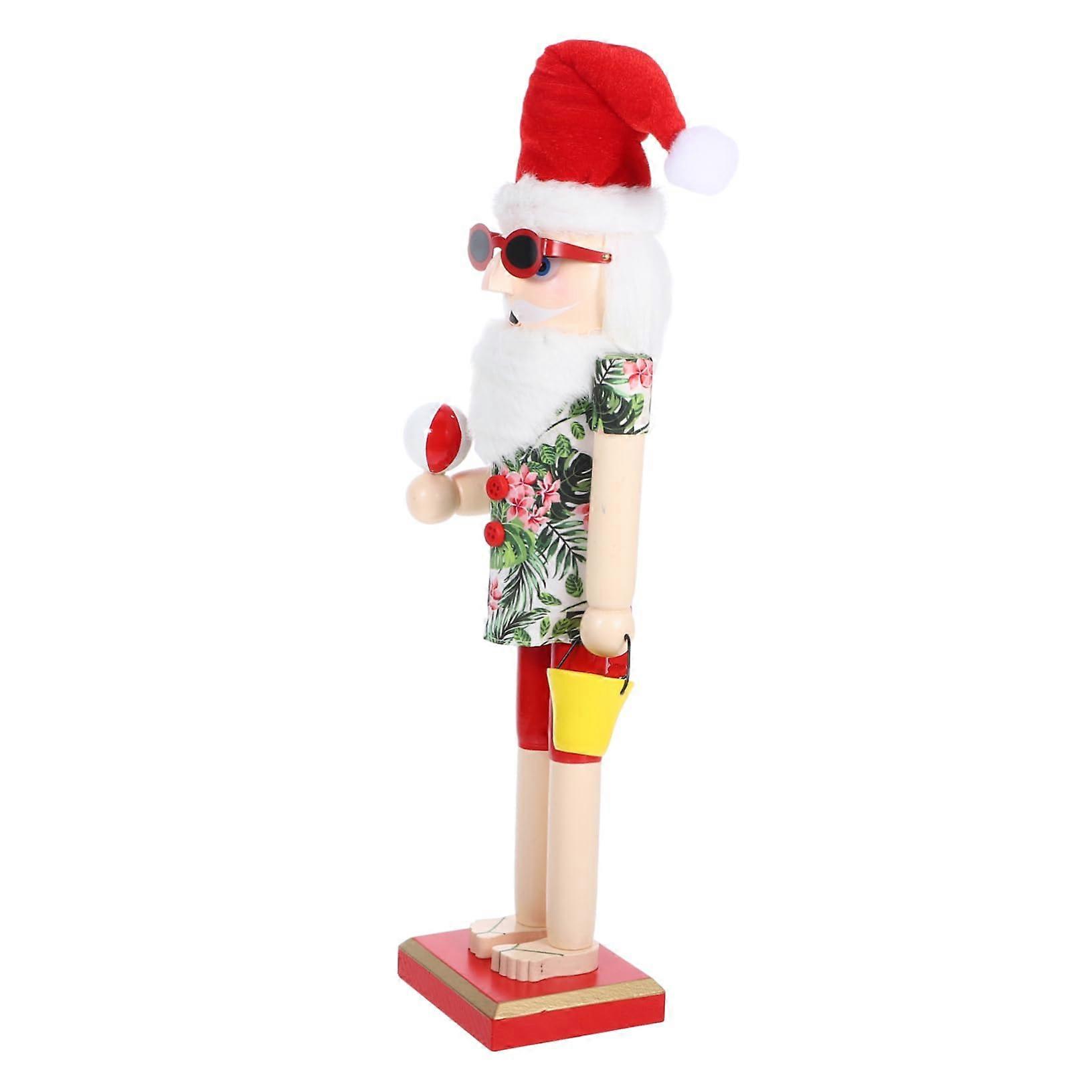 Nutcracker Christmas Decoration with Festive Nautical Design Wooden Coastal Ornament for Holiday Display