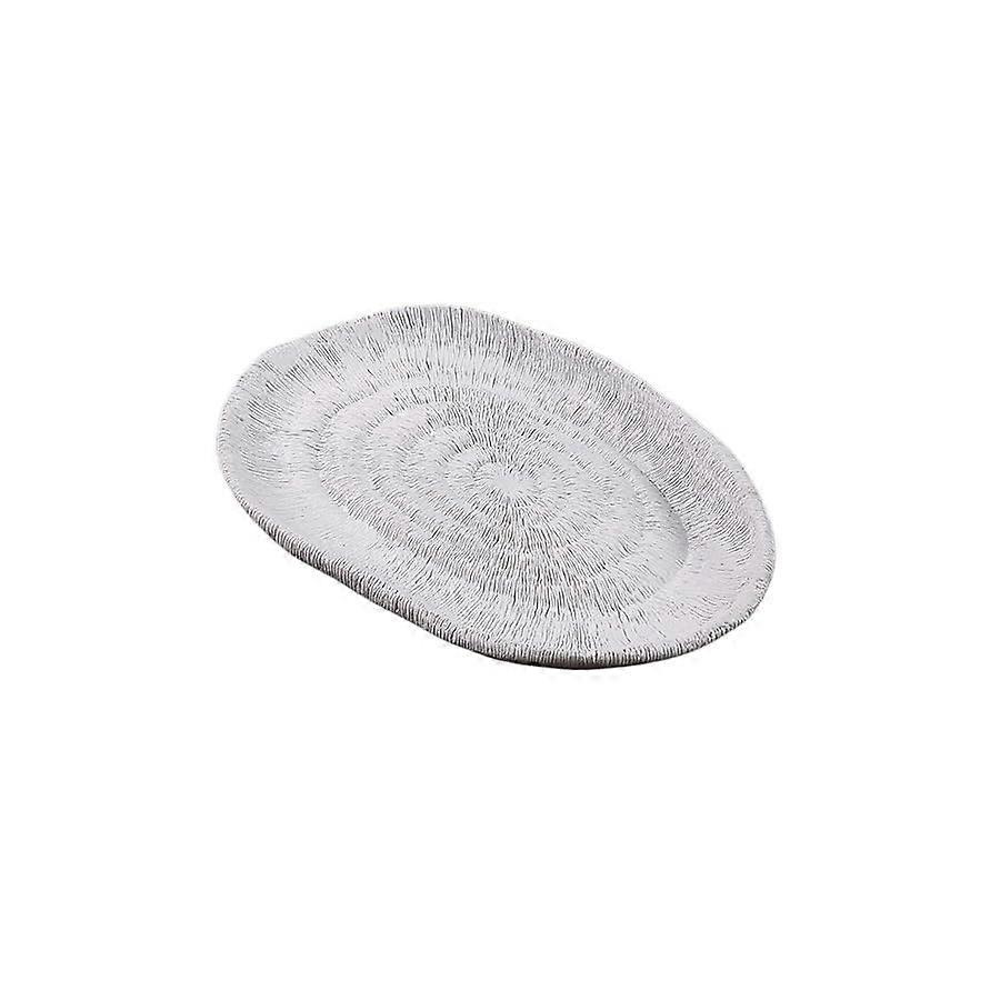 Large White Serving Tray with NonSlip Ripple Texture for Dining, Home Decor and Food Service