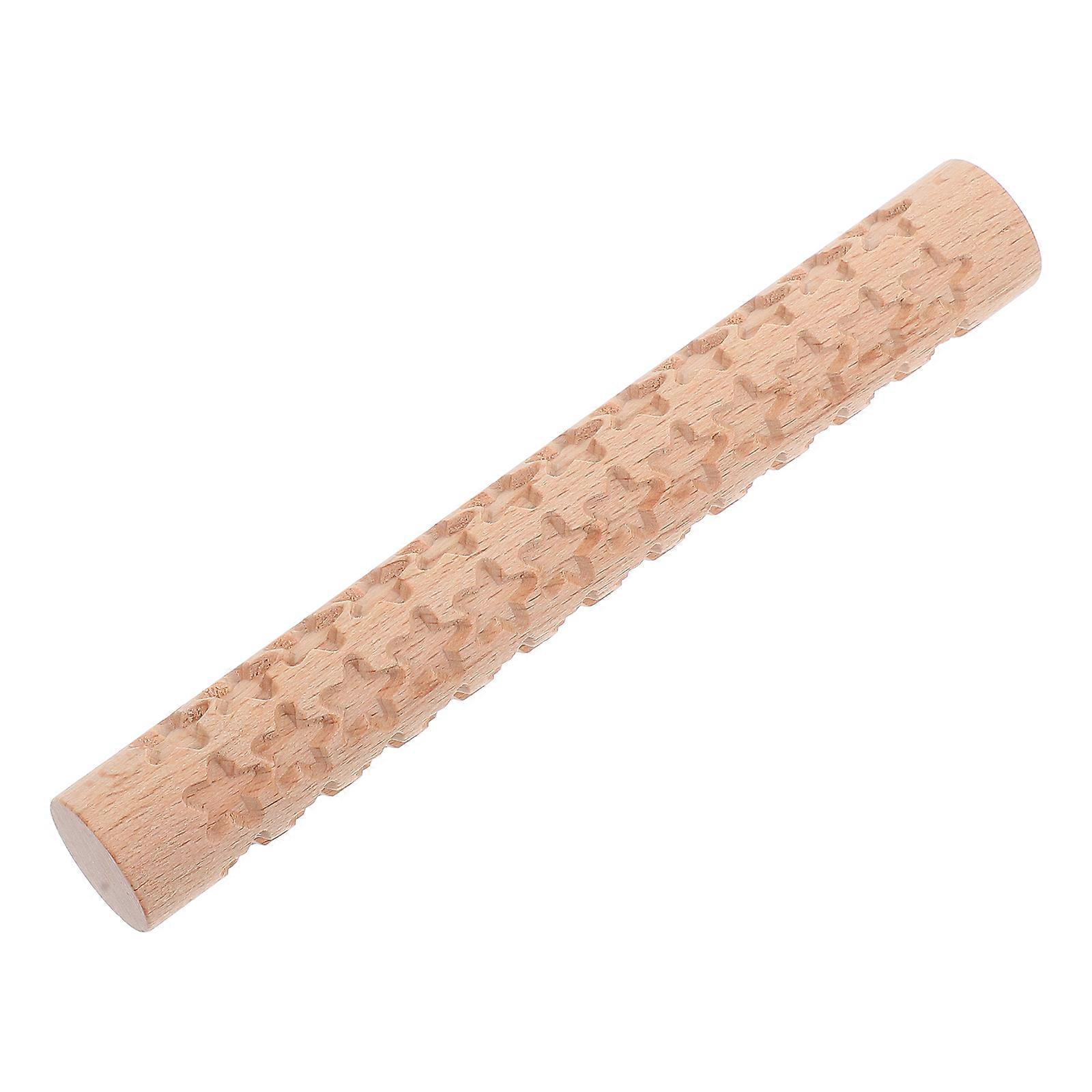 Decorative Rolling Pin for Dough Baking Wooden 3Pcs Set
