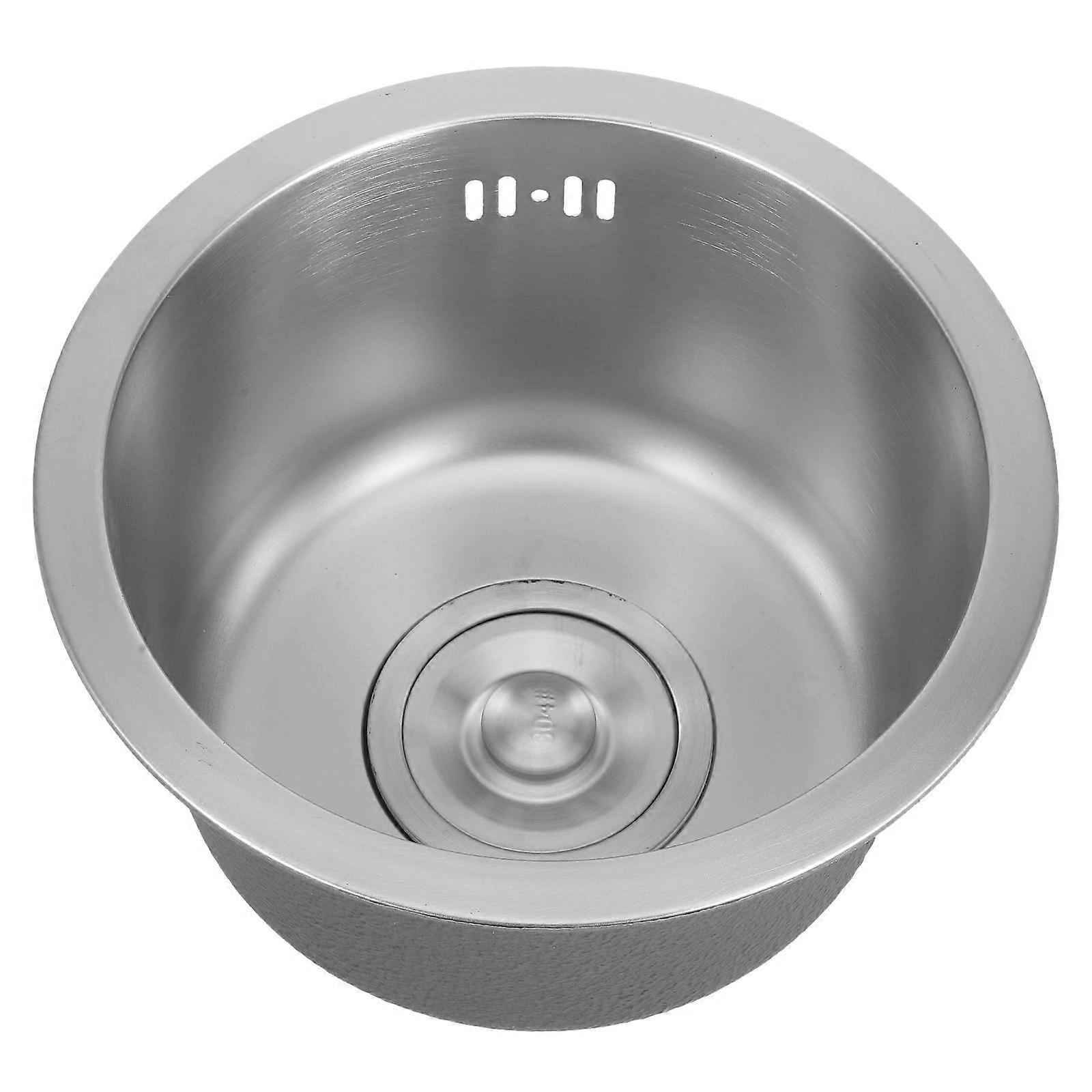 Versatile Stainless Steel Round Sink 11 Inch for Bar and Restaurant with Overflow Prevention Feature 1Set