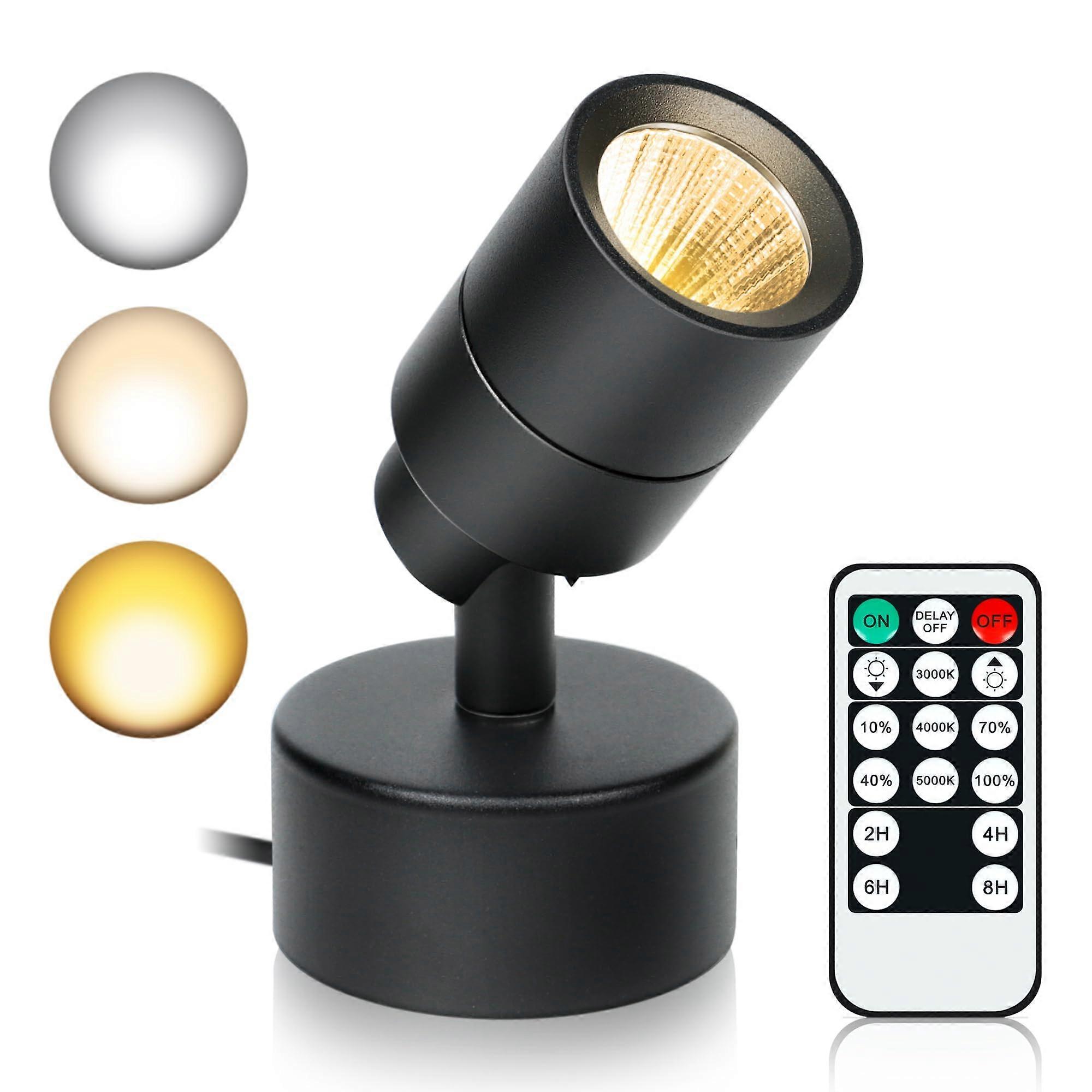 LED Spotlight with Remote Control, 5W Dimmable Indoor Uplight for Artwork and Plants, Black 1Pack
