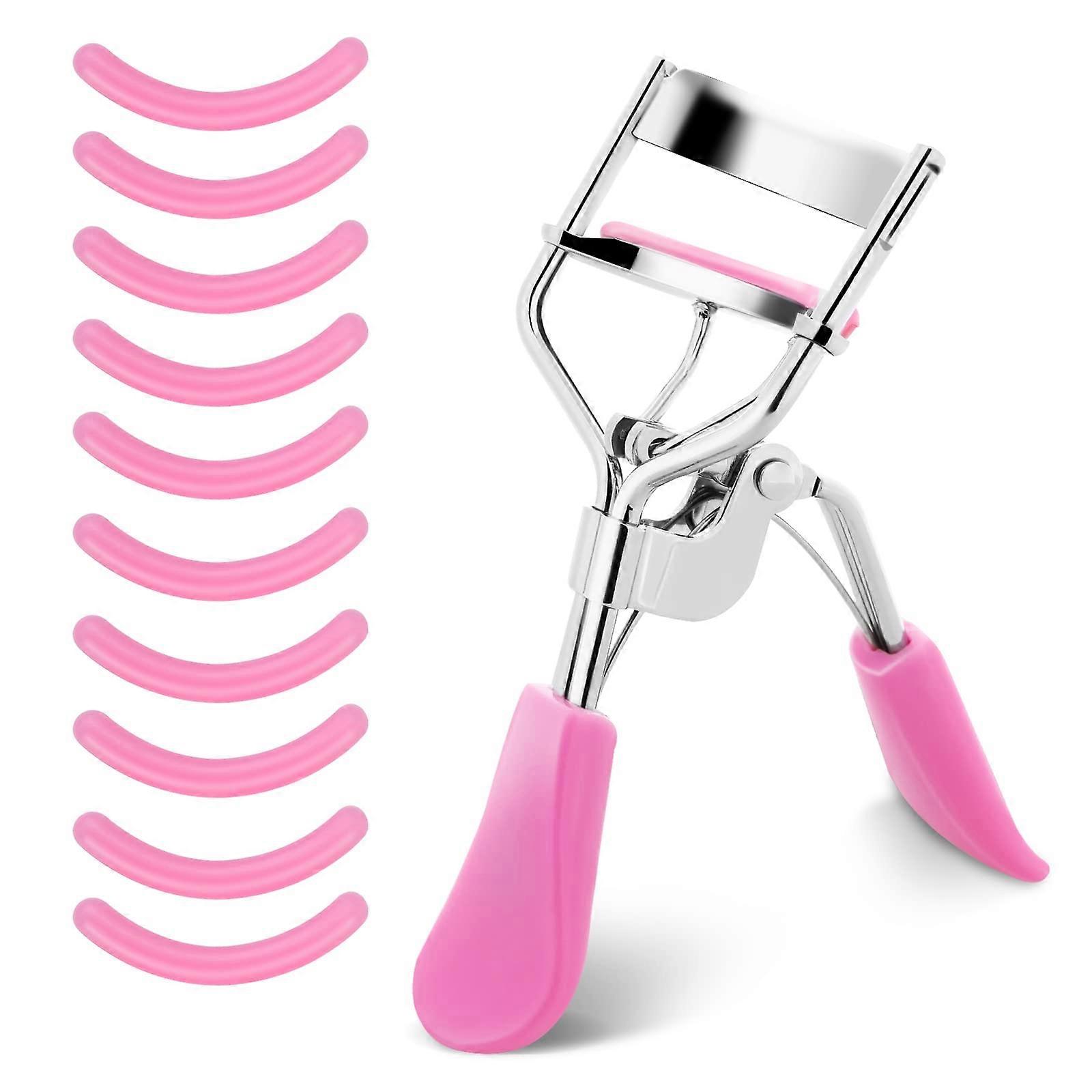 Eyelash Curler with 10 Silicone Pads, Fits All Eye Shapes, Long Lasting Precise Curl, Pink