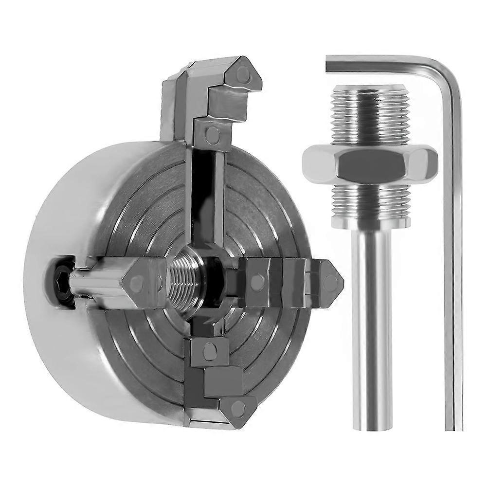 4 Jaw Lathe Chuck,Zinc Alloy Lathe Chuck Set with Wrench and Connecting Rod,Sturdy,for Woodworking Lathes