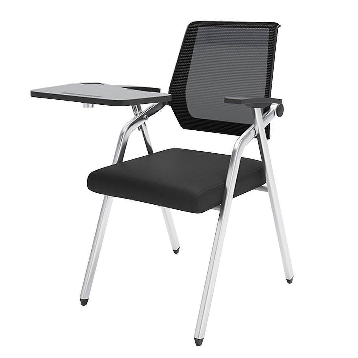 Mesh Office Chair with Flipup Tablet Arm, Stackable Training Chair with Lumbar Support, Black Green