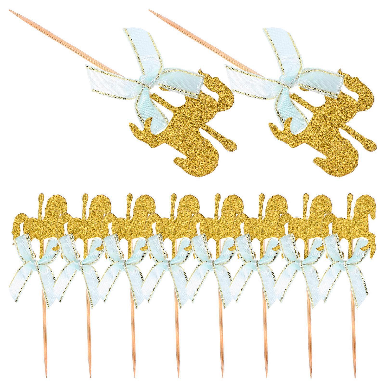 Eggcake Fruit Insert Cake Toppers for Dessert 20Pcs Blue Carousel Shape