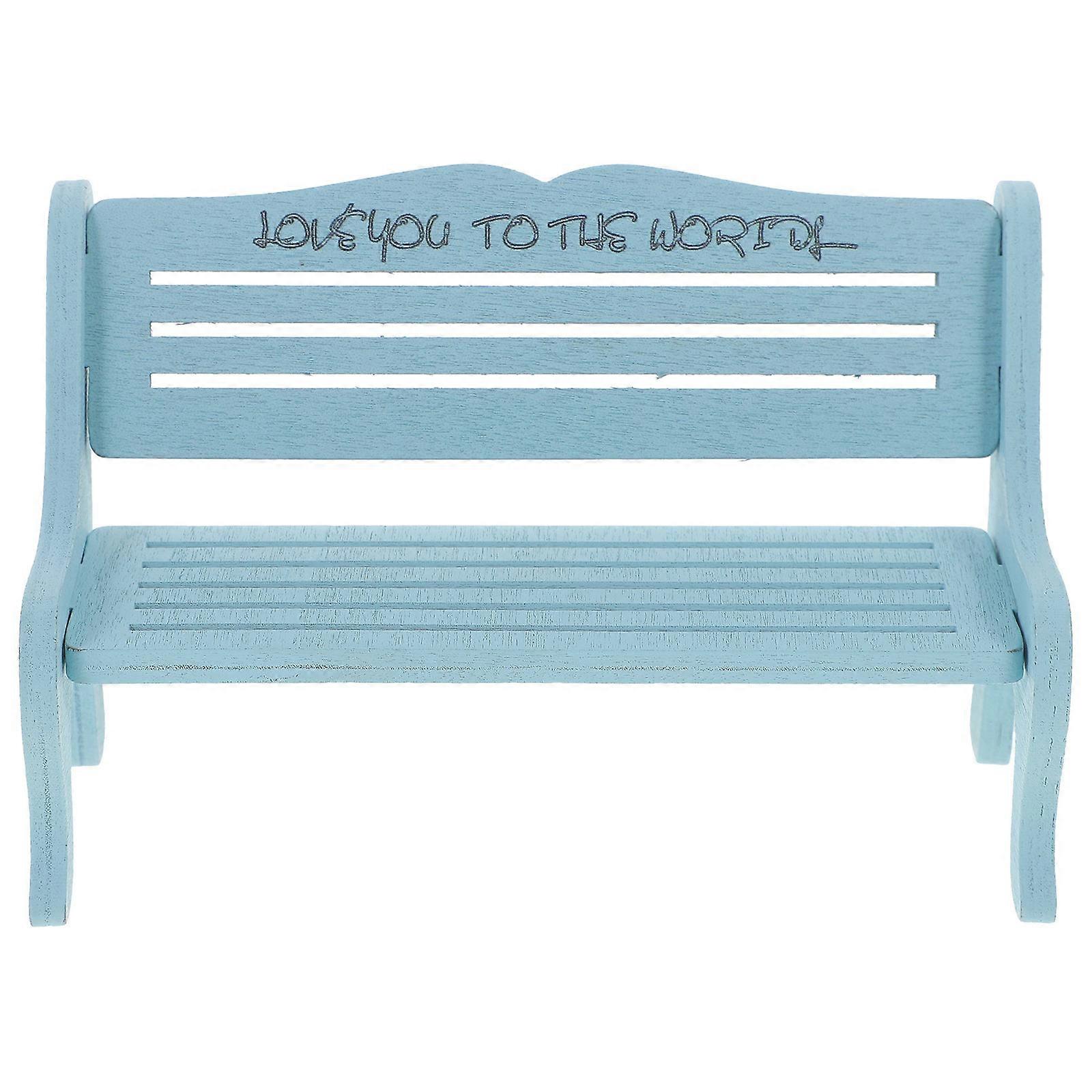 Mini Bench Dollhouse Accessories Educational Purpose Simple Design Blue 1Set