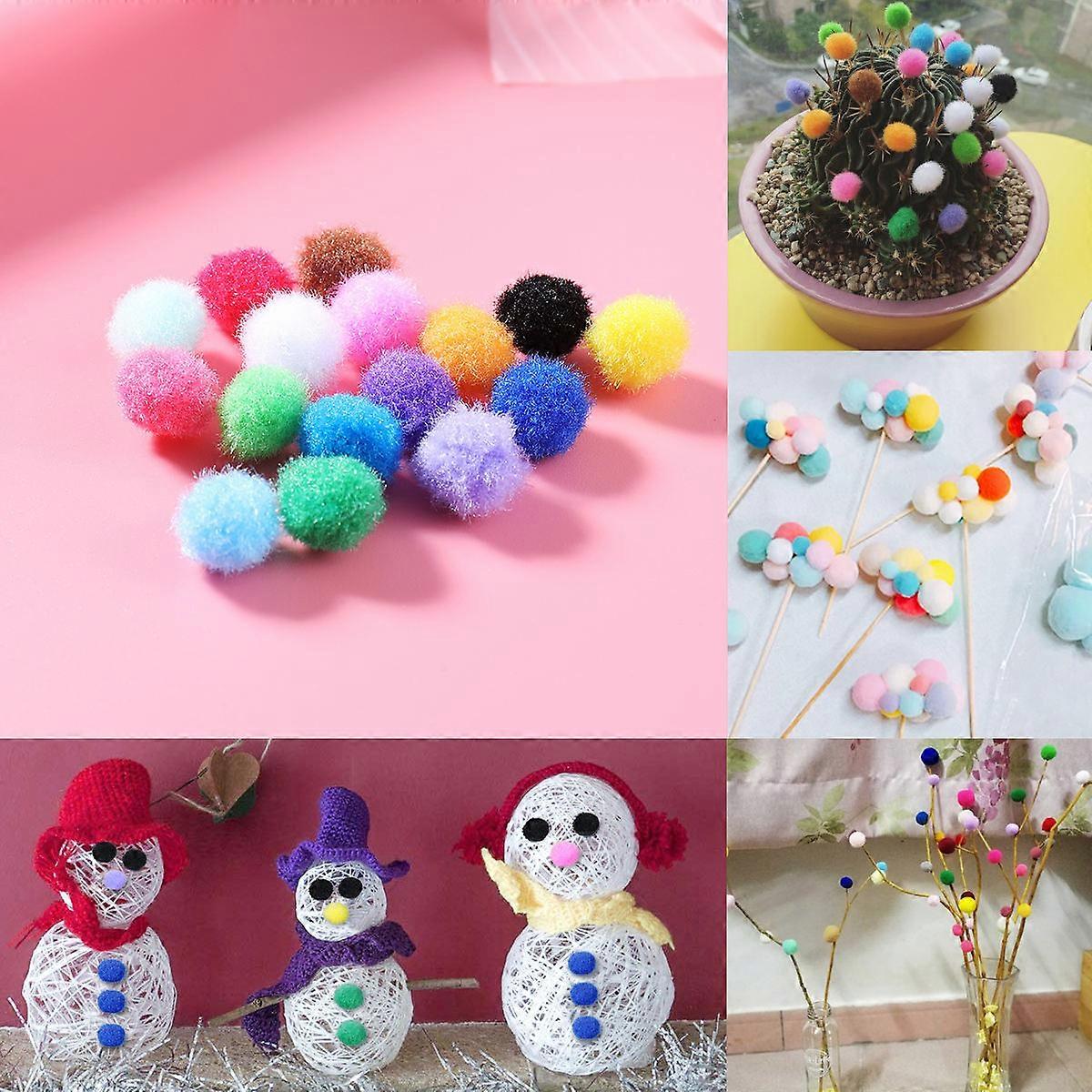 Plush Ball Pompom Balls for DIY Crafts 2000Pcs Assorted Color Fluffy Set