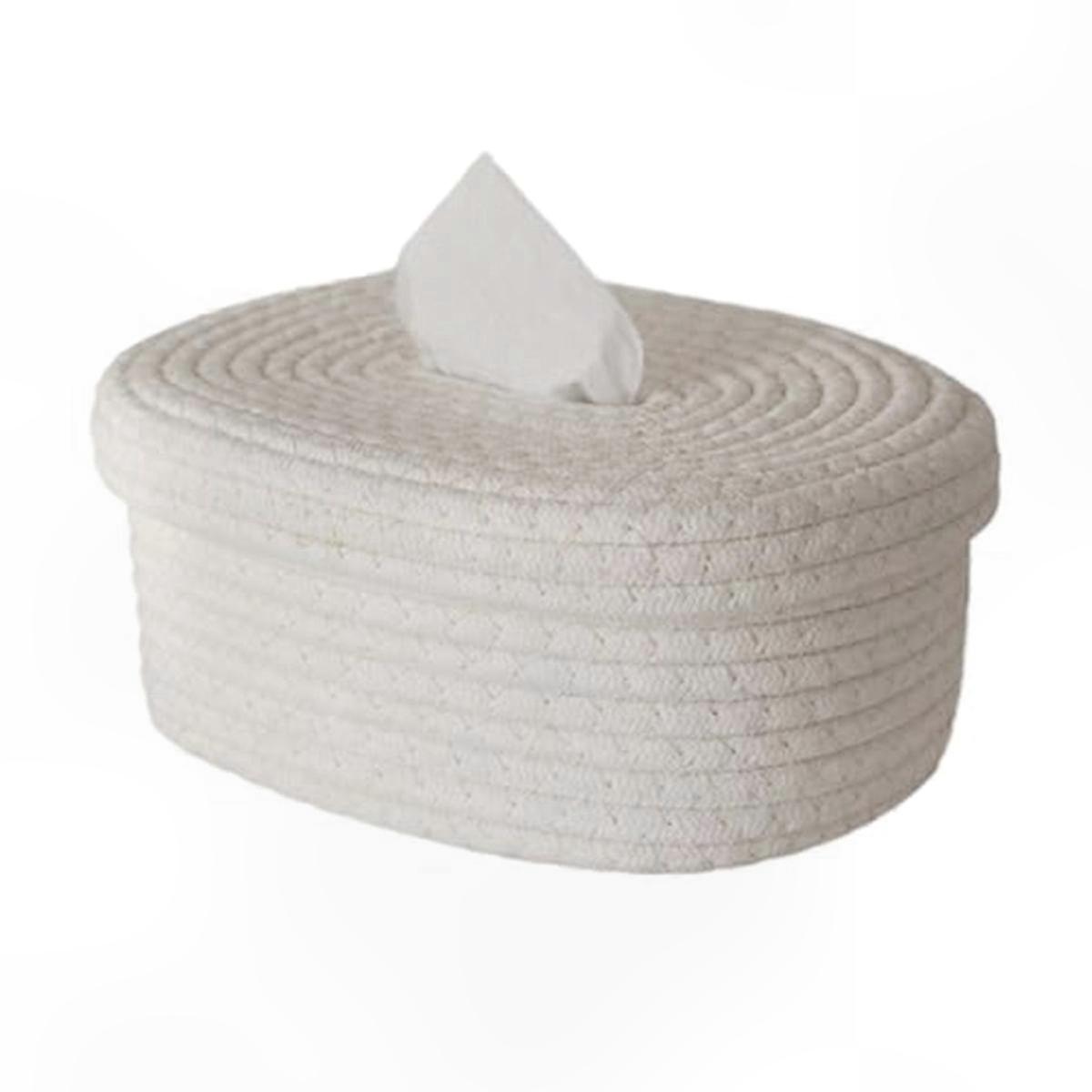 Square and Rectangular Tissue Box Covers with Cotton Rope Design Cute Home Decor Accessory