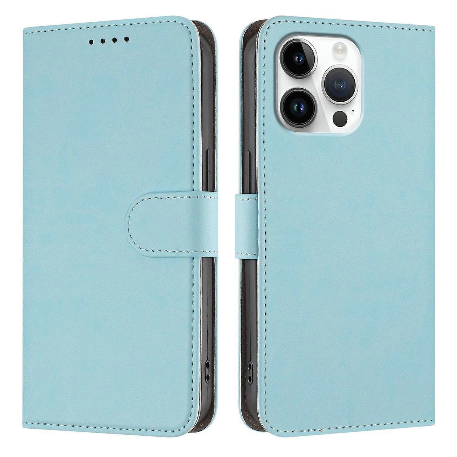 For iPhone 16 Pro Max Leather Case Solid Color Phone Cover with Wallet