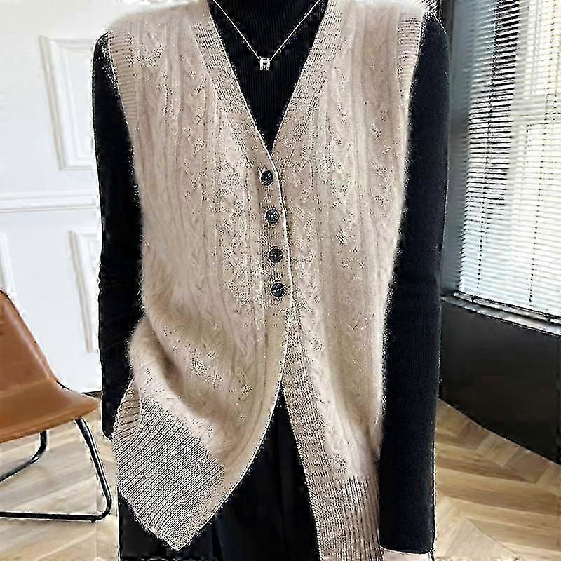 Dame efterår vinter kashmir uldvest blød varm kashmirblanding