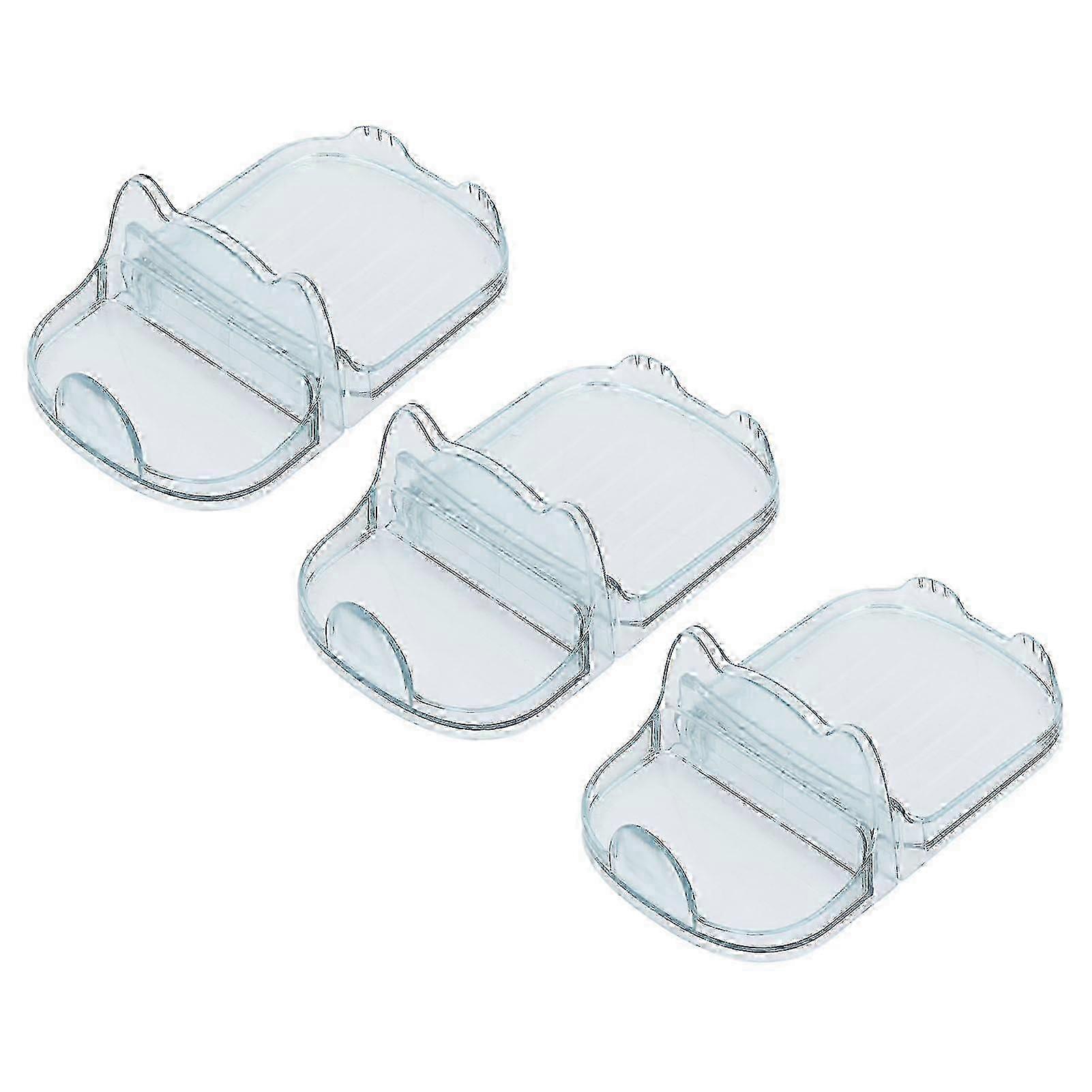 Desktop Pot Lid Holder 3pcs Space Saving Drainable Plastic Kitchen Cookware Storage Transparent Blue