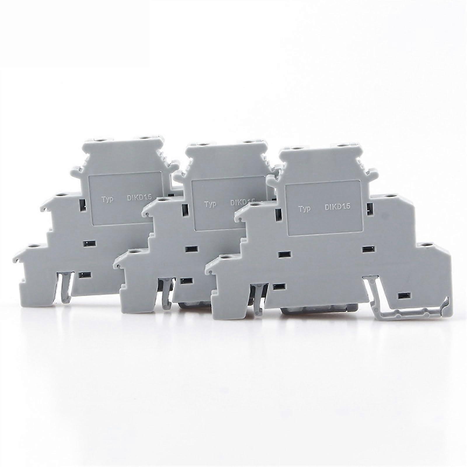 50Pcs Three Layer Din Rail Terminal Block Triple Level Electrical Wire Connector DIKD1.5