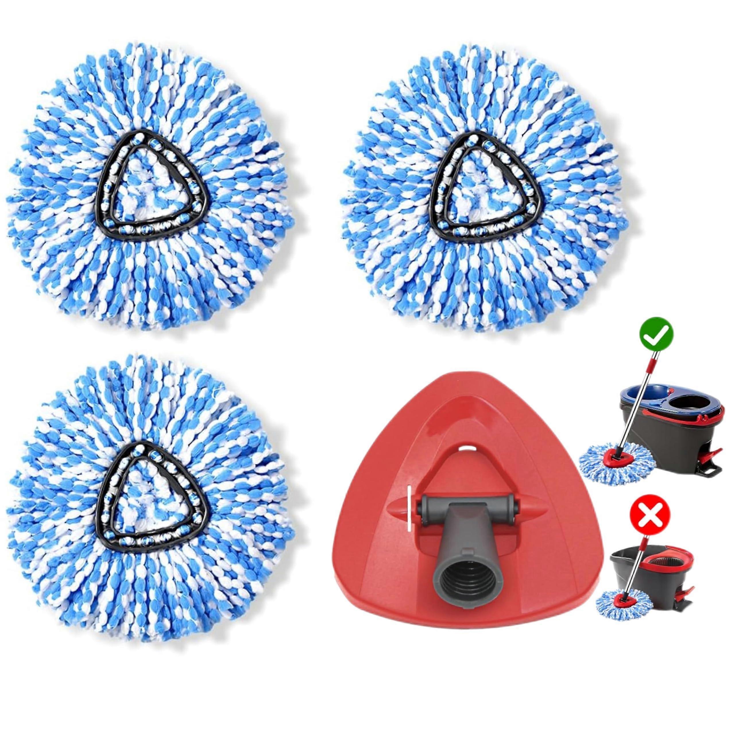 4 Pack Spin Mop Heads for OCedar RinseClean 2Tank, Microfiber Refills with Scrub Brush, Washable
