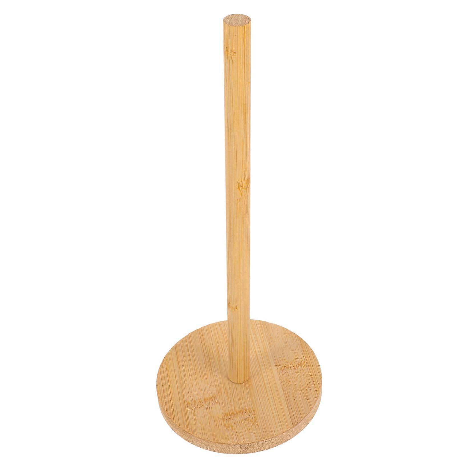 Bamboo Paper Towel Holder with SpaceSaving Vertical Design for Kitchen and Bathroom Storage