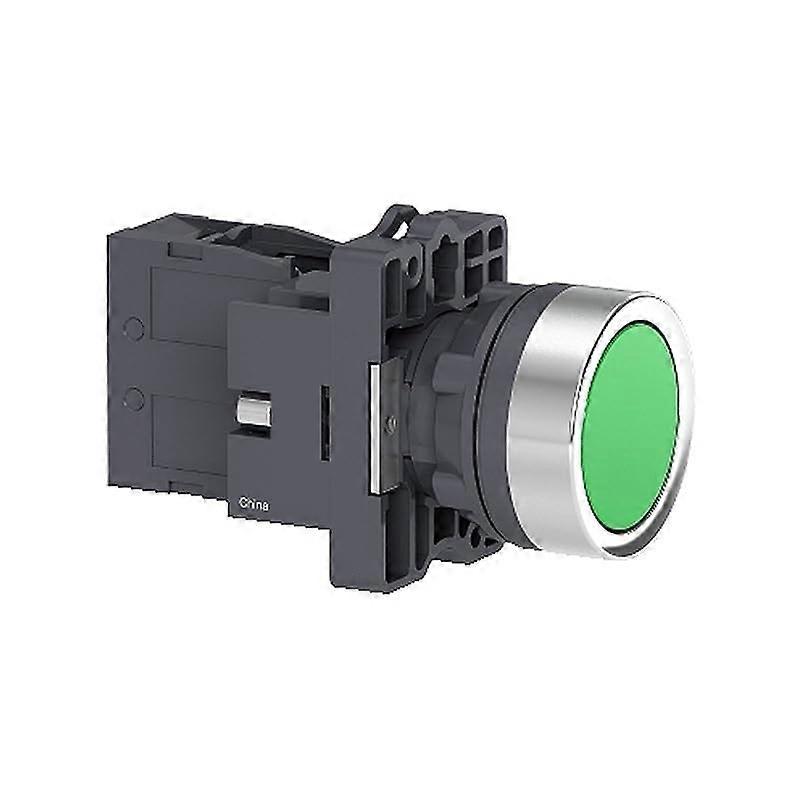 XA2EH031 5V Green Flat Head Industrial Push Button Switch, SelfLocking 1NO Safety Design