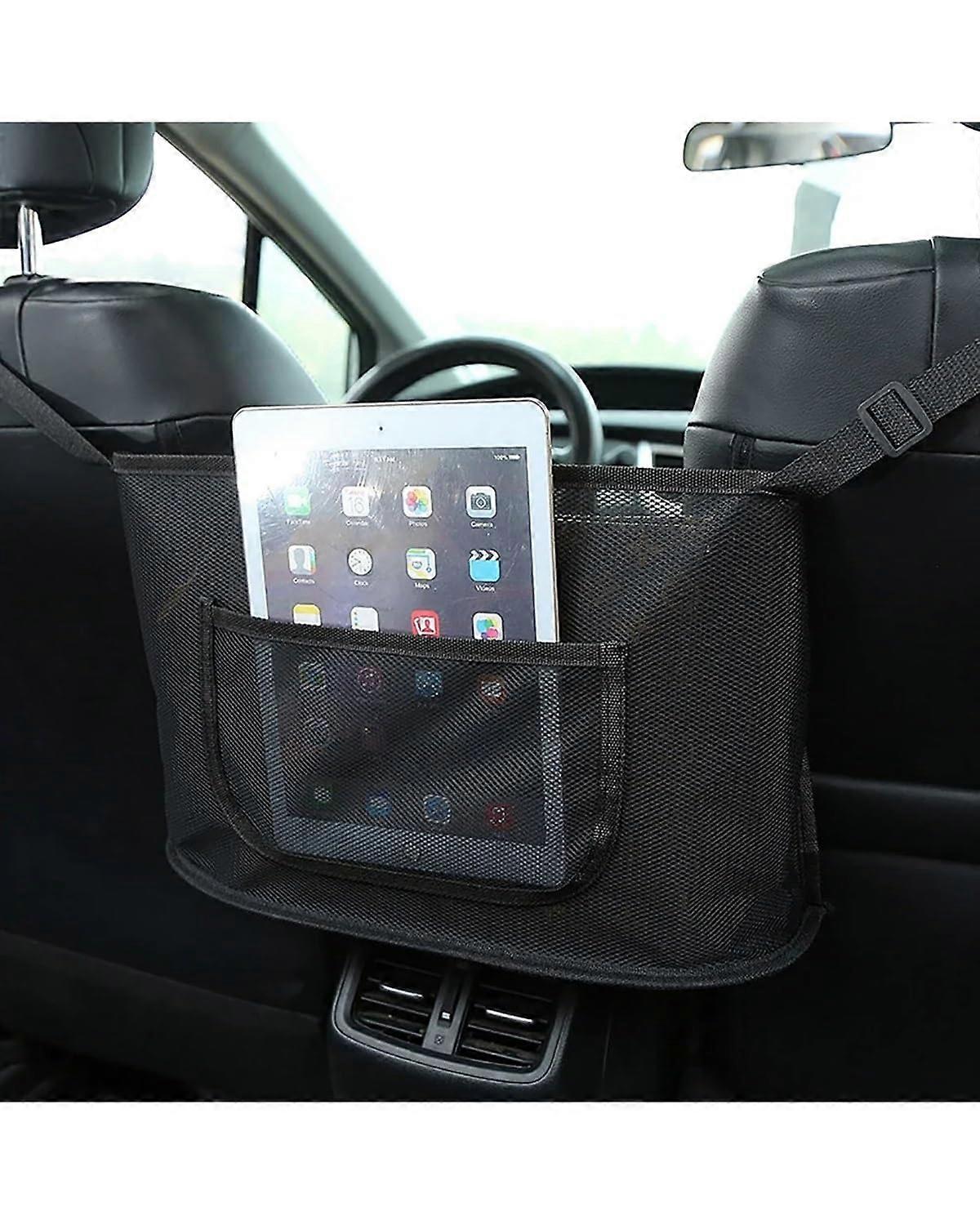 Car Storage Organizer Double Layer Mesh Seat Net Bag for SUV Campervan Universal Fit