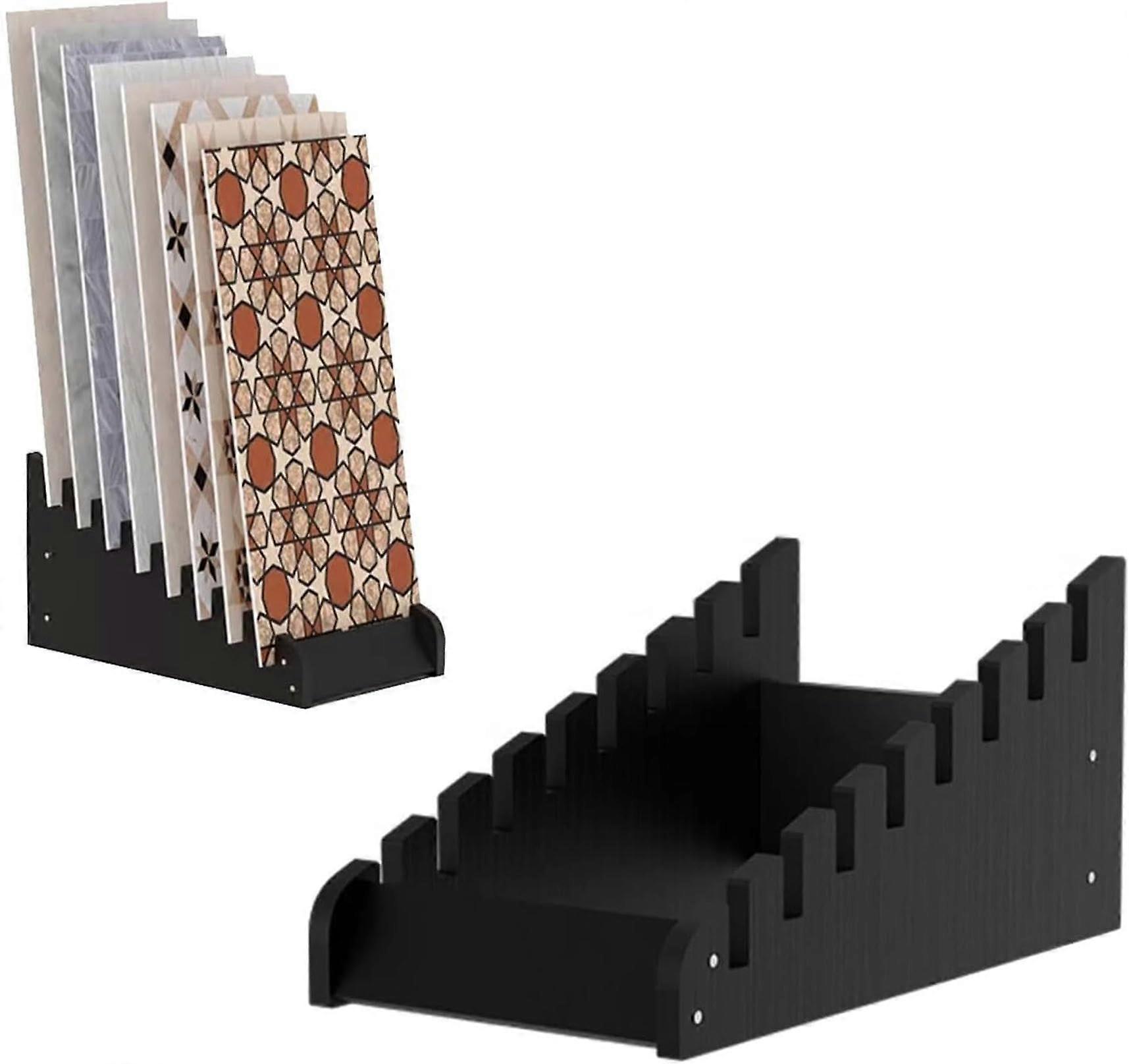 Floor Tile Display Rack 10 Tier Wood Panel Sample Stand Vertical SpaceSaving Easy Assembly 23.2x10.6x12.2in