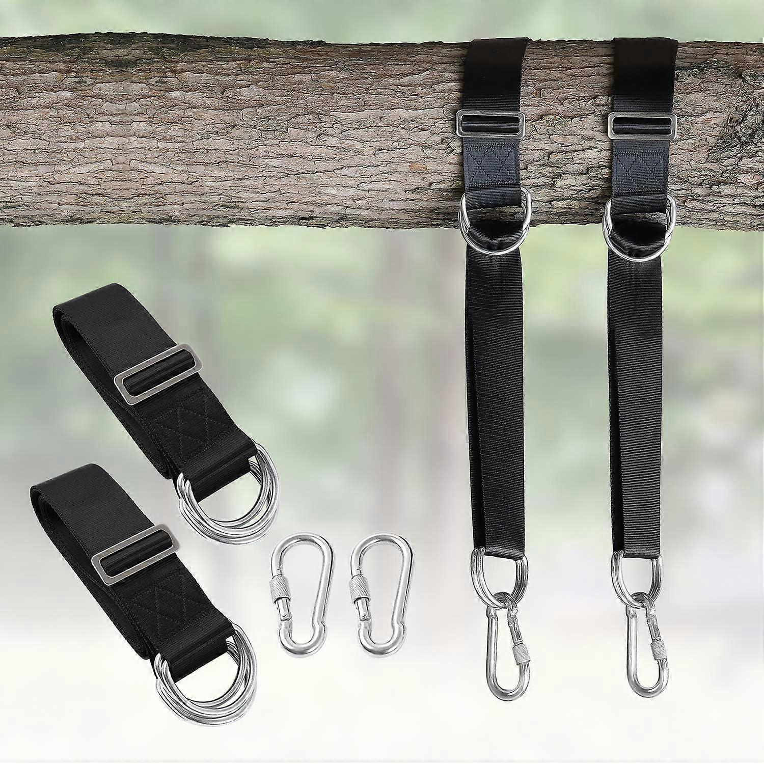 Camping Hammock (6FT) x 2 Tree Swing Straps Hanging kit 4 D-Ring,Extra Long Strap with 2 H